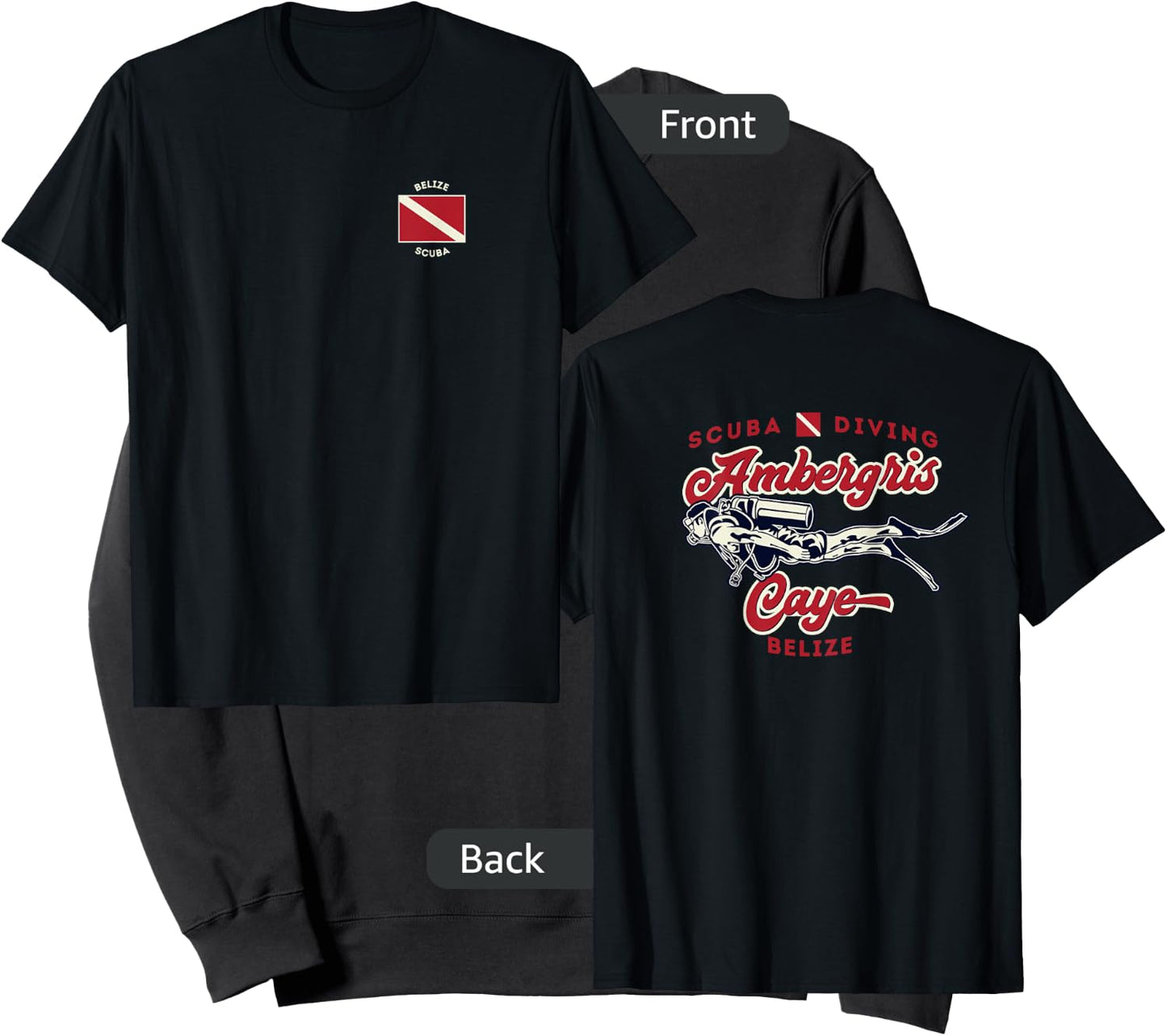 Ambergris Caye Belize Scuba Diver Shirt 2-sided Sweatshirt - Sweatshirt | Black