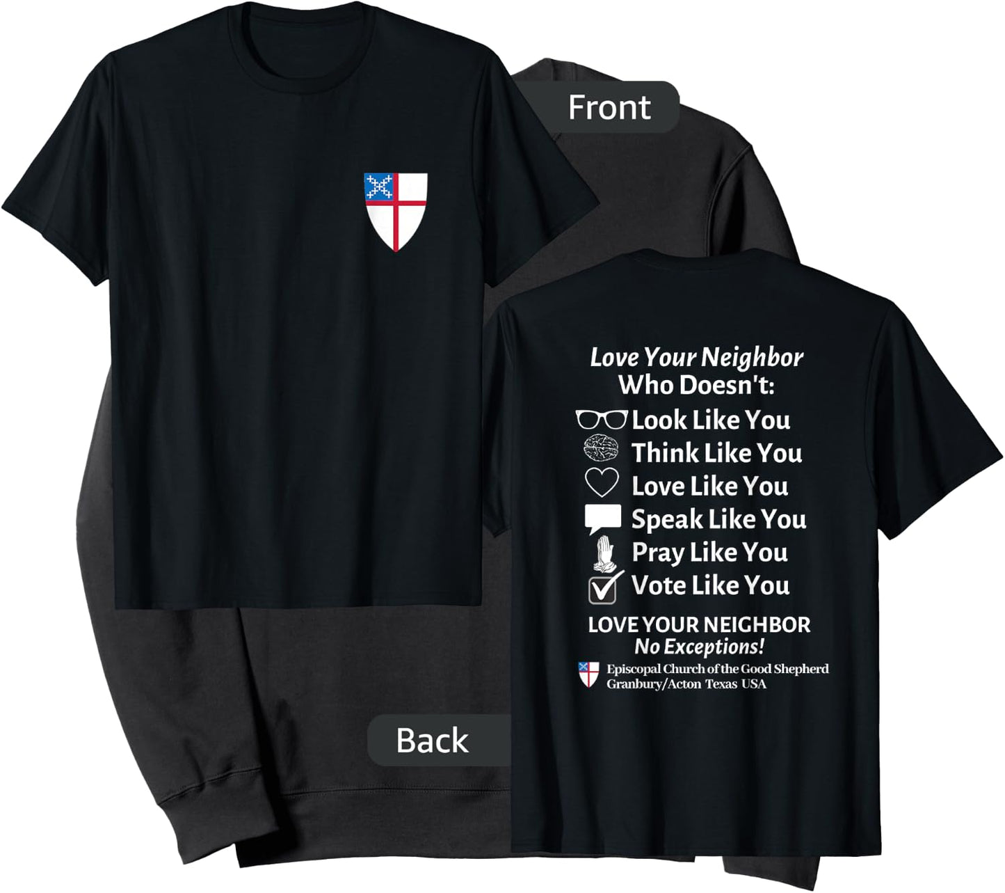 Episcopal Church Good Shephard Love Your Neighbor No Exceptions Custom Design Black Sweatshirt - Sweatshirt | Black