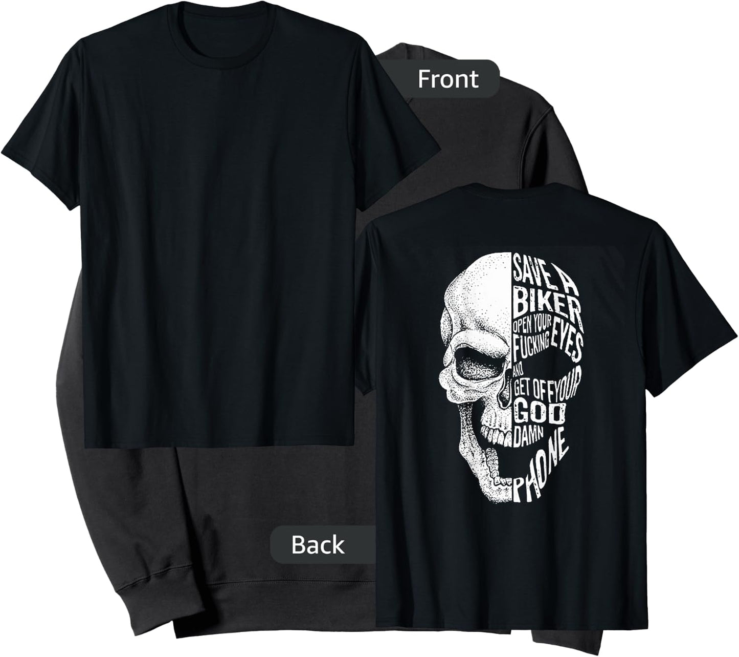 Save A Biker Open Your Fucking Eyes And Get Off (On Back) Sweatshirt - Sweatshirt | Black