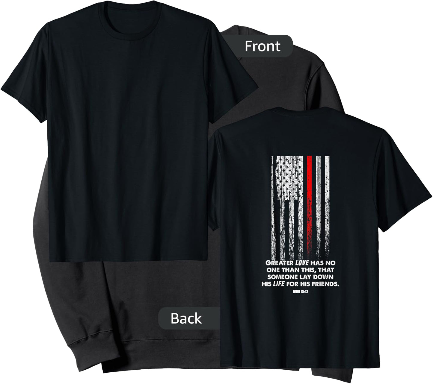 Thin Red Line Firefighter Bible Verse Christian Sweatshirt - Sweatshirt | Black