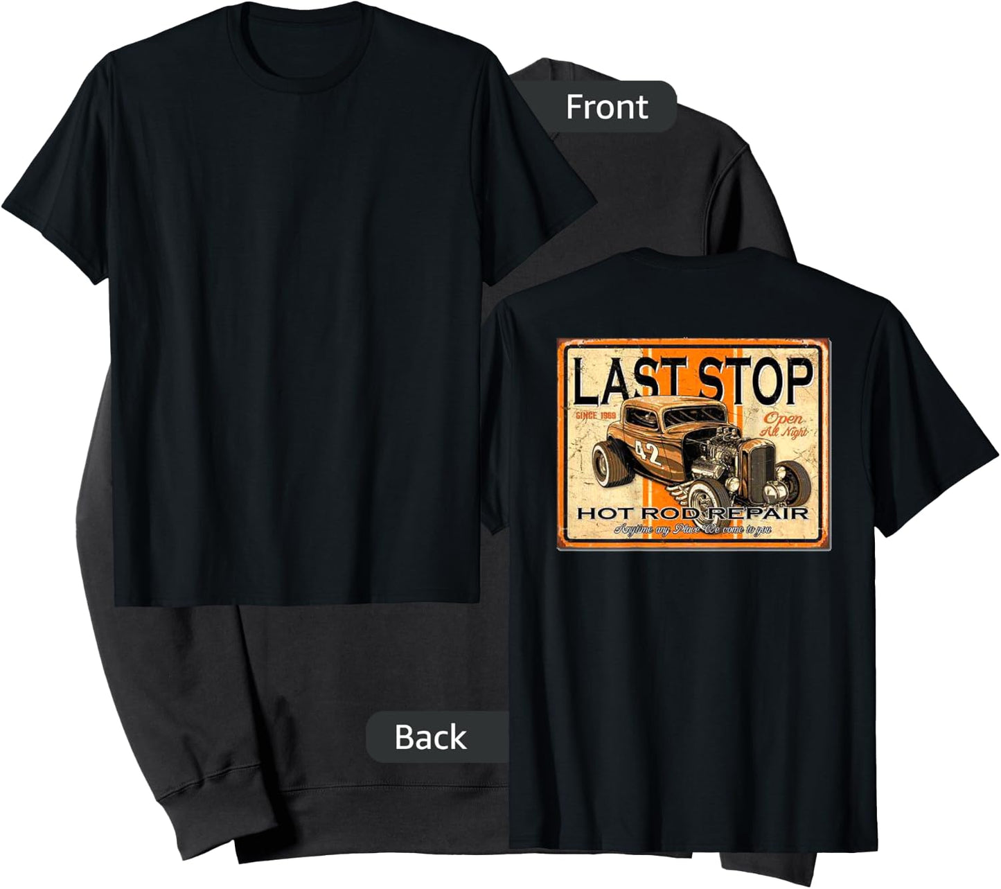 Last Stop Hot Rod Repair. Design on the Back Sweatshirt - Sweatshirt | Black