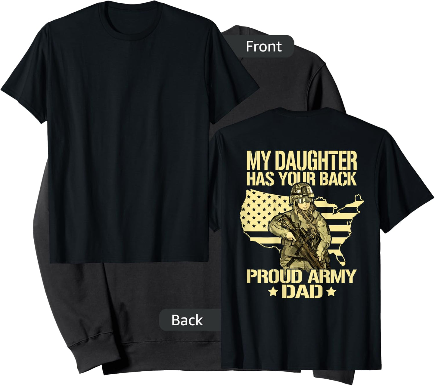 My Daughter Has Your Back - Proud Army Dad Military Father Sweatshirt - Sweatshirt | Black