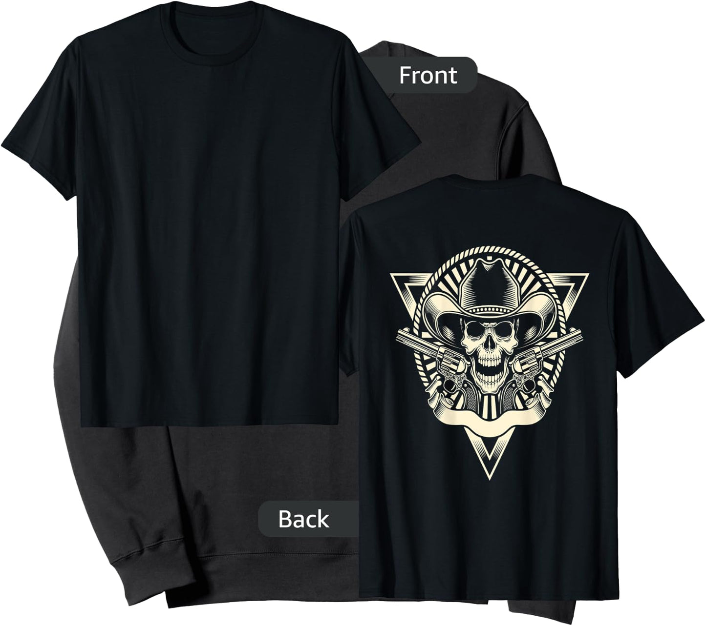 Skull Motorcycle Shirt Biker Cowboy Hat Outlaw Guns Sweatshirt - Sweatshirt | Black