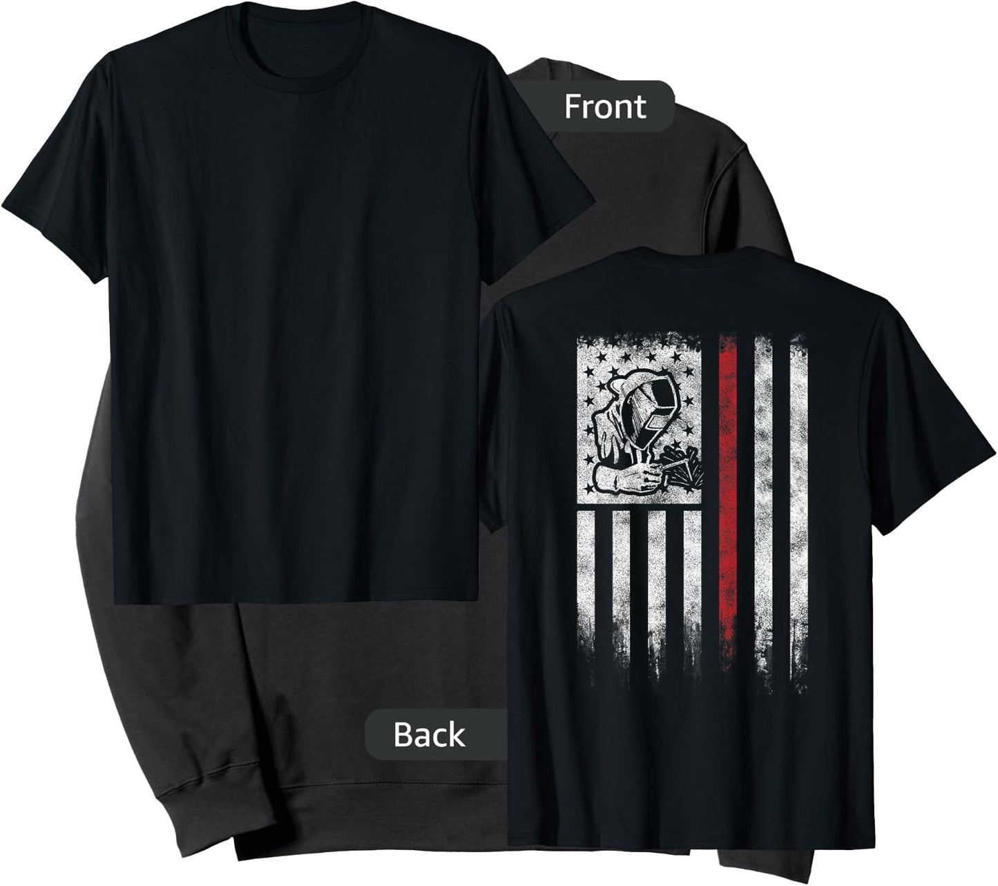 Welder Vintage USA American Flag Patriotic Welding Sweatshirt - Sweatshirt | Black
