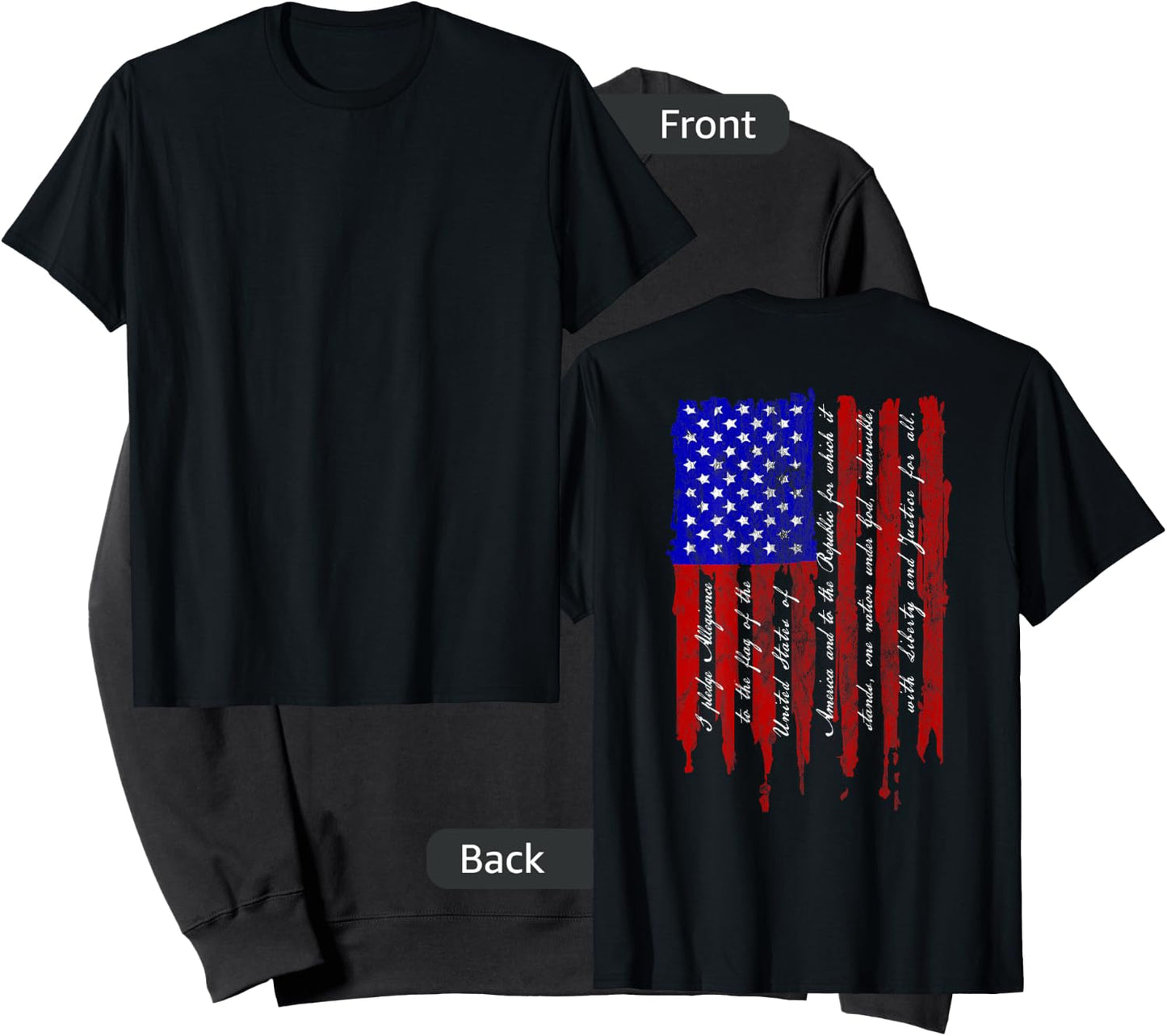 Pledge of Allegiance Patriotic American Flag T Shirt Sweatshirt - Sweatshirt | Black