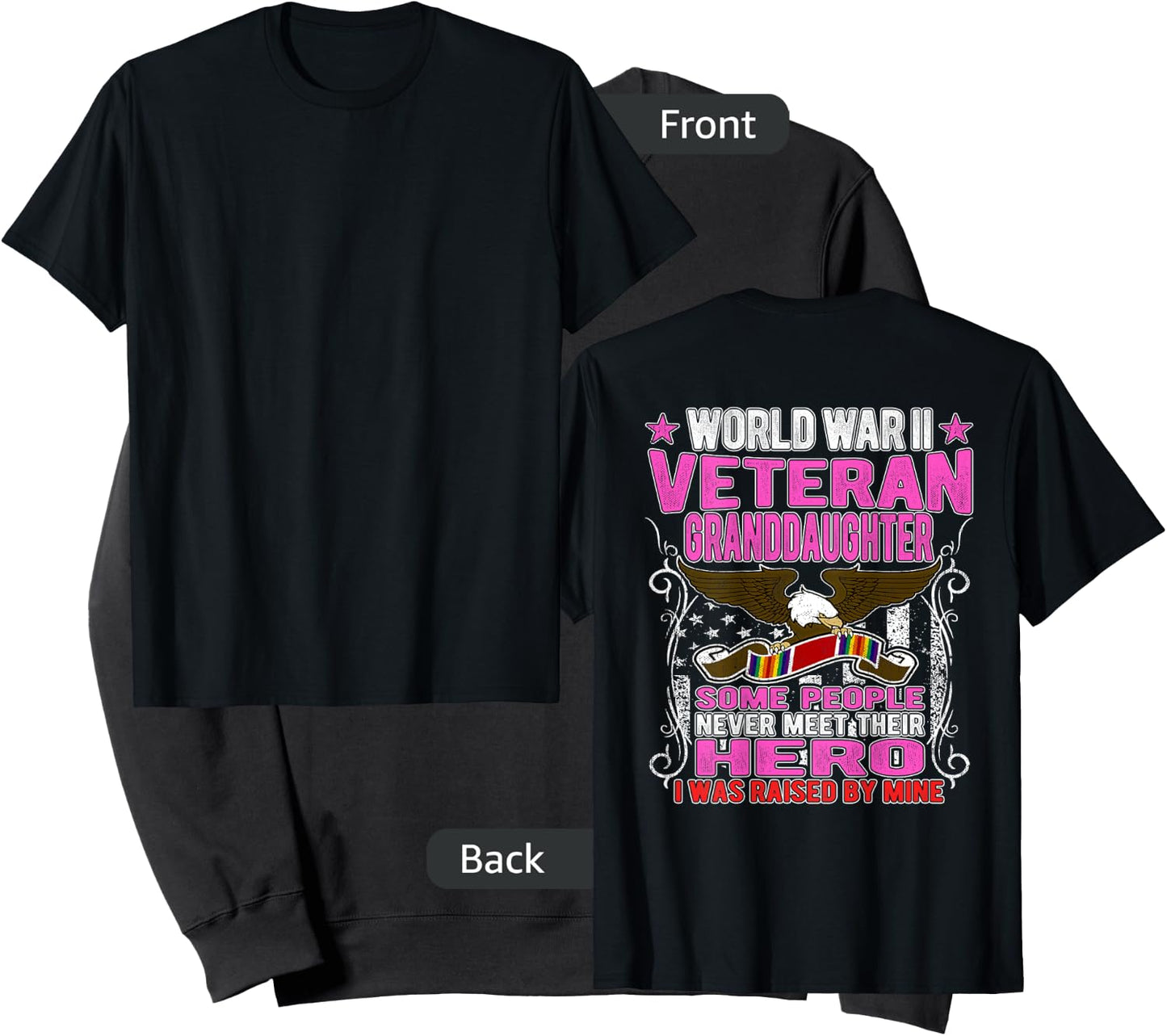 Proud World War 2 Veteran Granddaughter WW2 Grandchild Gifts Sweatshirt - Sweatshirt | Black