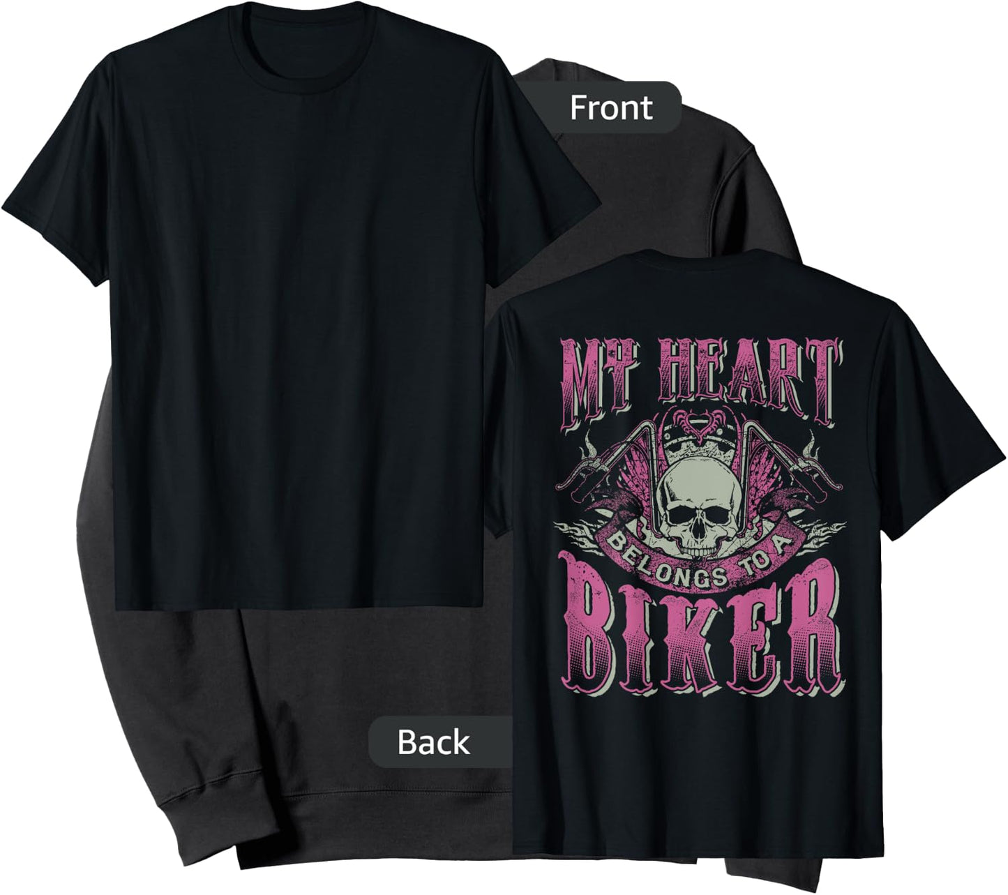 My Heart Belongs To A Biker Skull Motorcycle Babe Chick Wife Sweatshirt - Sweatshirt | Black