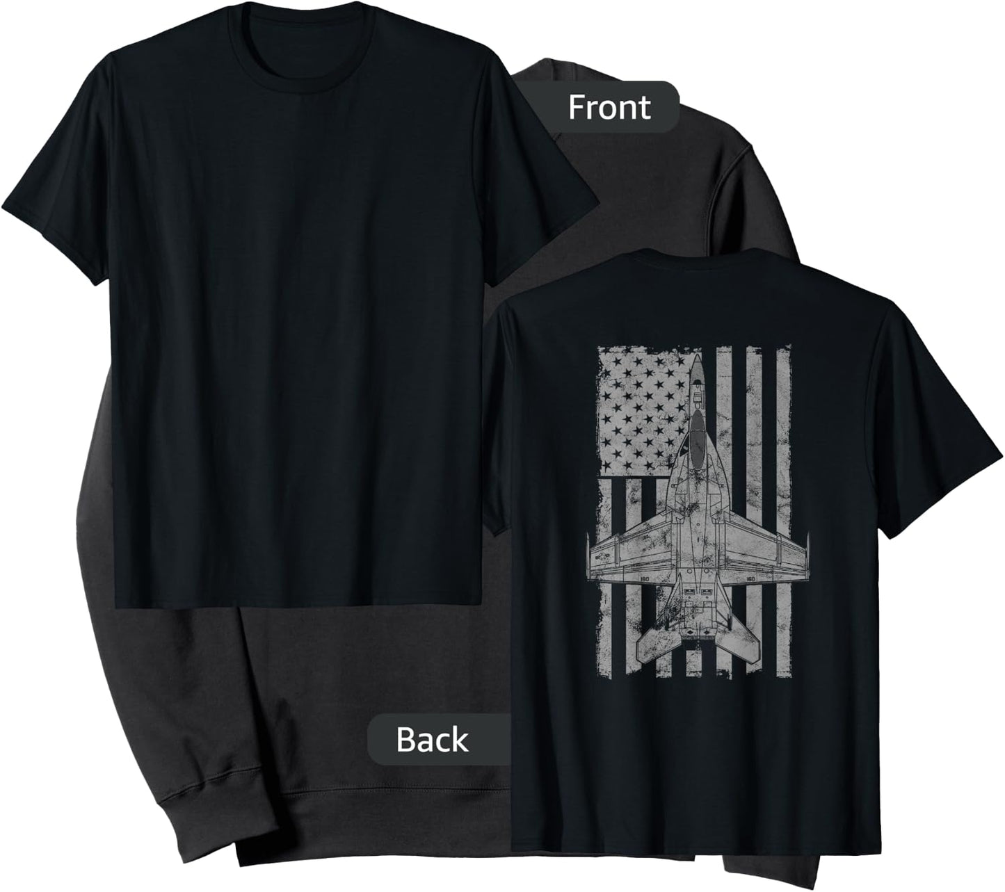 F/A-18E Super Hornet Airplane Vintage Flag | BACK PRINTED Sweatshirt - Sweatshirt | Black