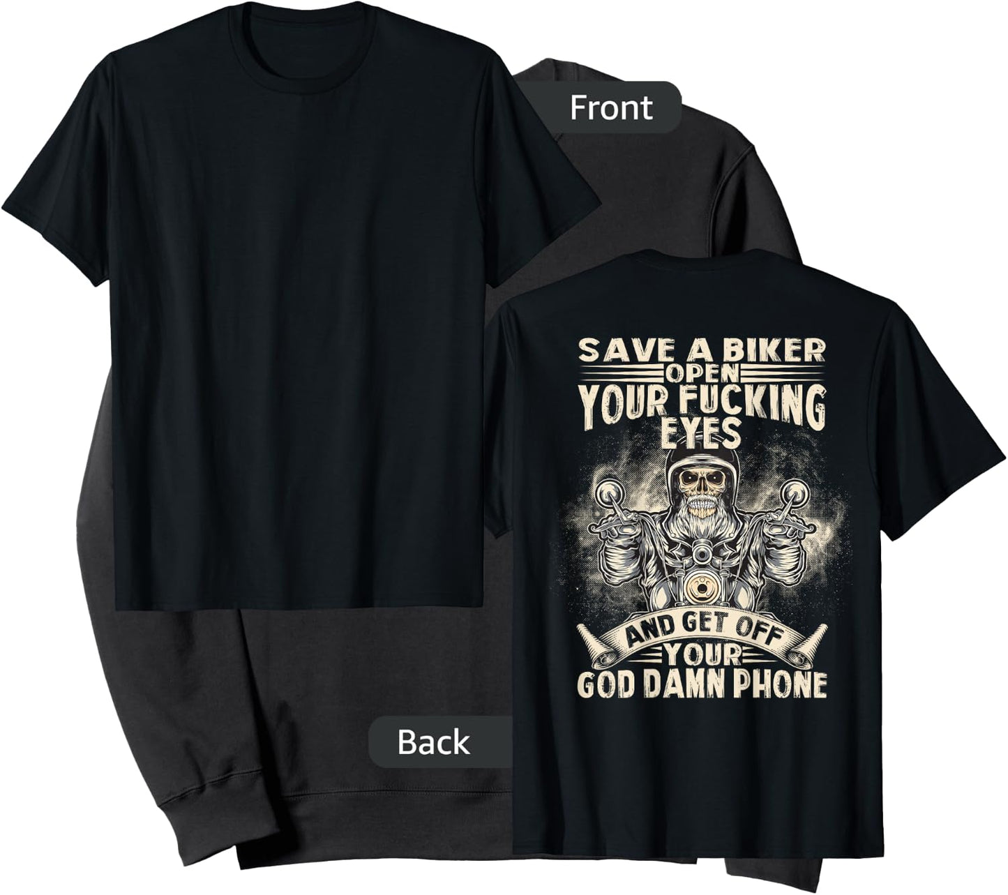 Save A Biker Open Your Fucking Eyes Get Off Your Phone Sweatshirt - Sweatshirt | Black