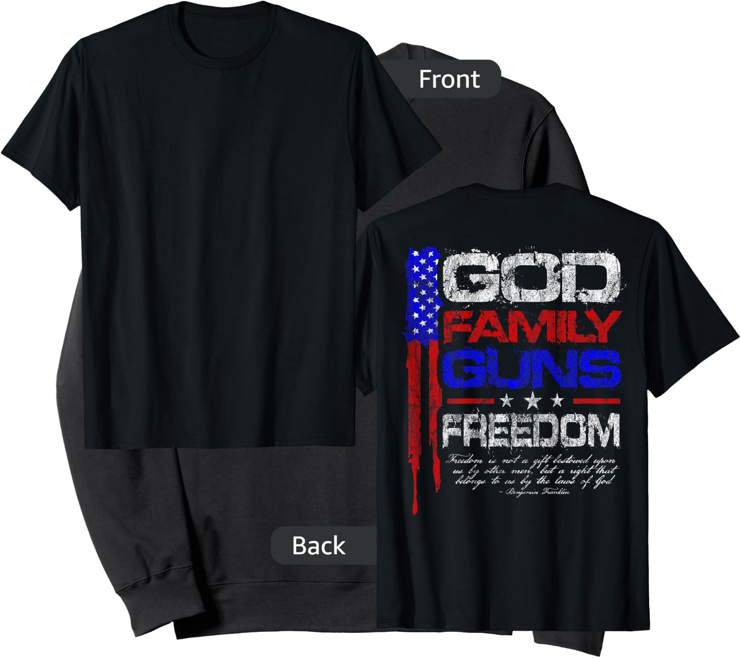GOD, FAMILY, GUNS, FREEDOM Conservative American Flag Shirt Women Men Sweatshirt - Sweatshirt | Black