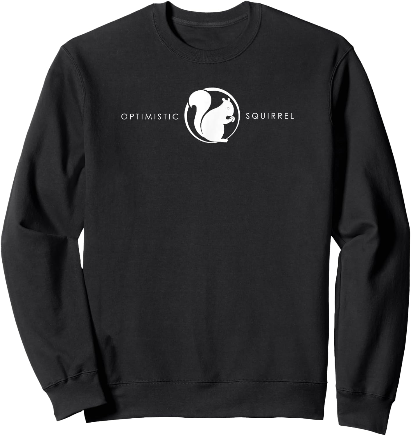 Official Optimistic Squirrel white logo with acorn Sweatshirt - Sweatshirt | Black