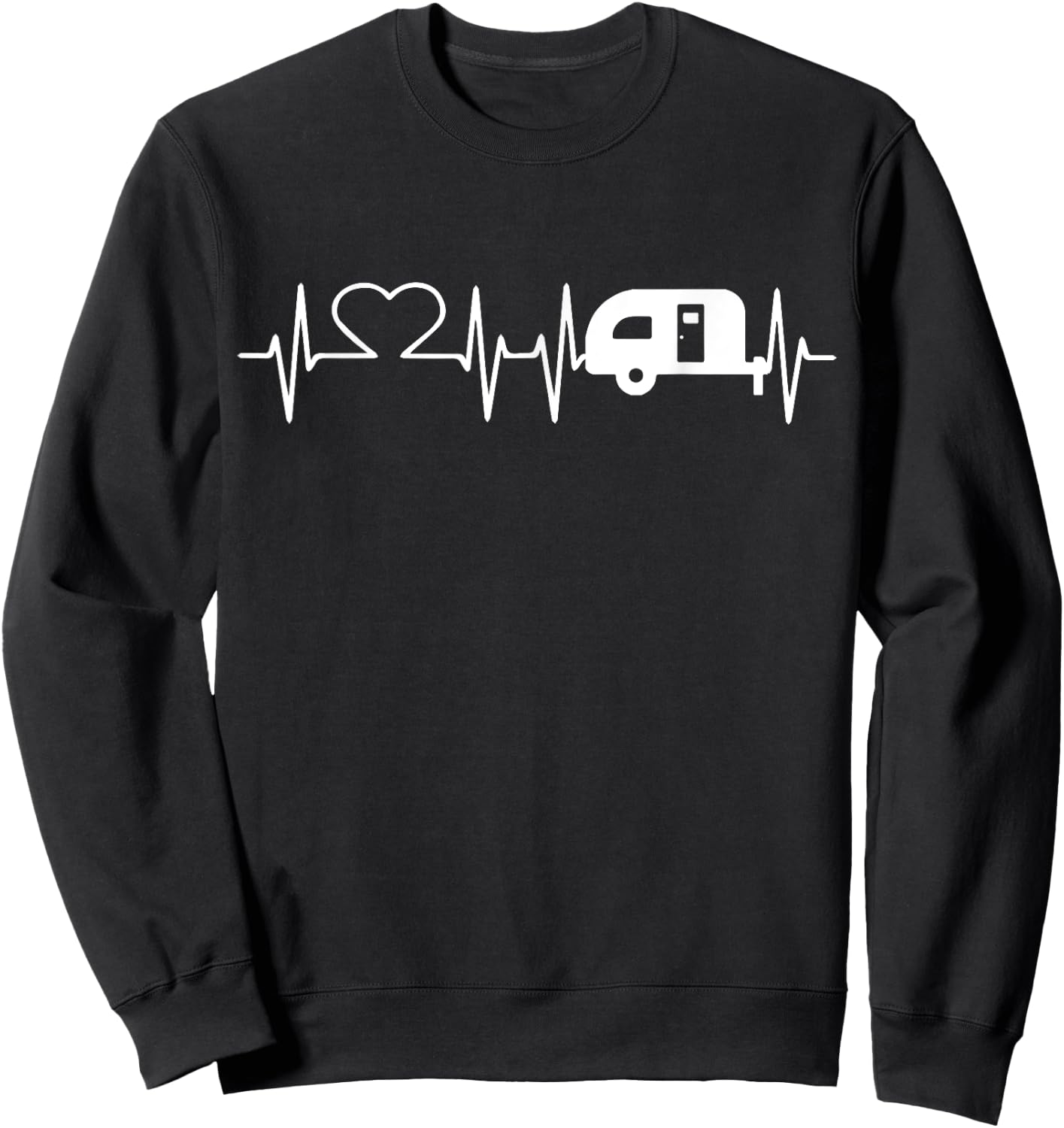 Cute Heartbeat Camper Camping Campfire Lovers Gift Sweatshirt - Sweatshirt | Black
