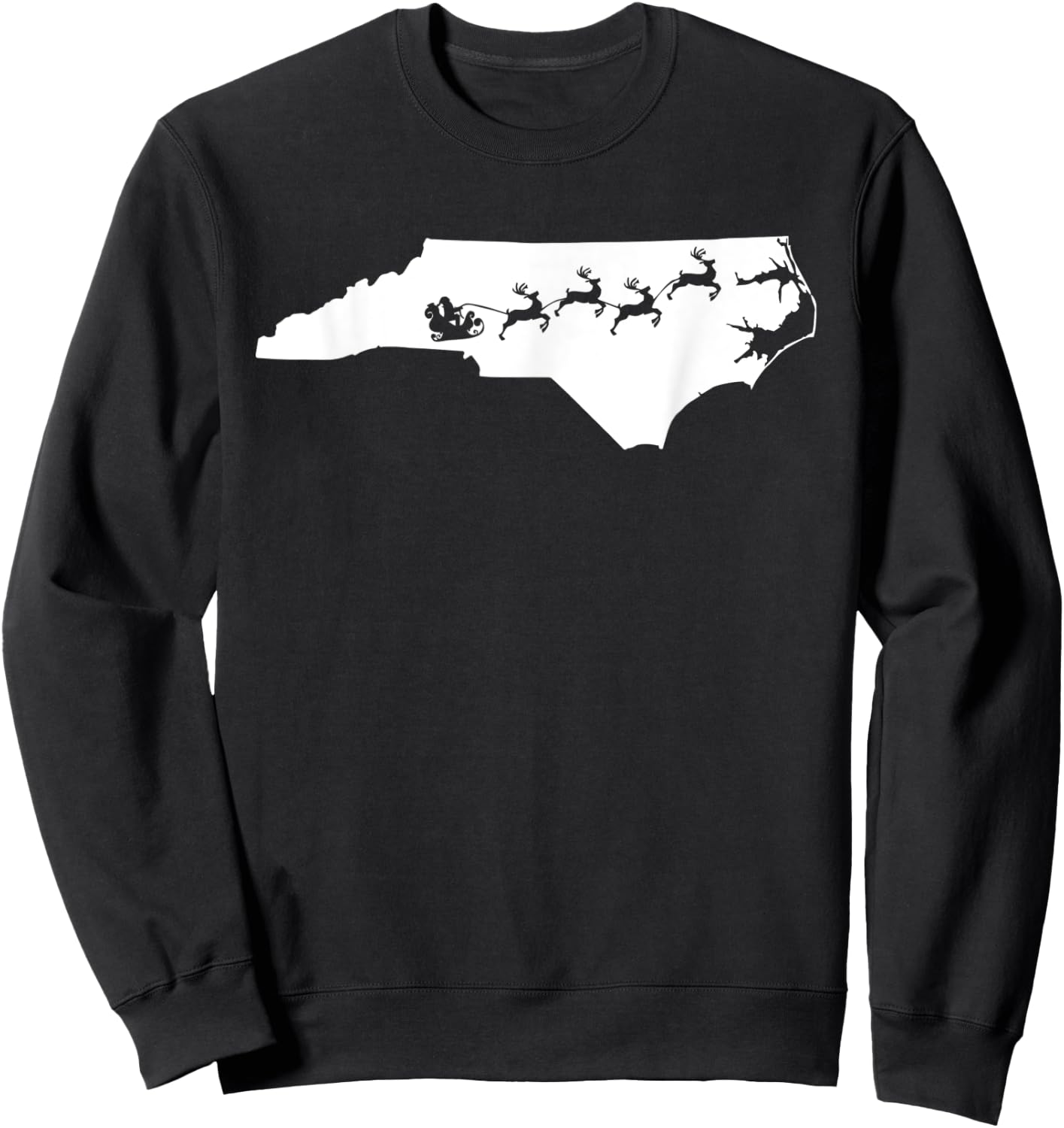 North Carolina Christmas Map Reindeer Sweatshirt - Sweatshirt | Black