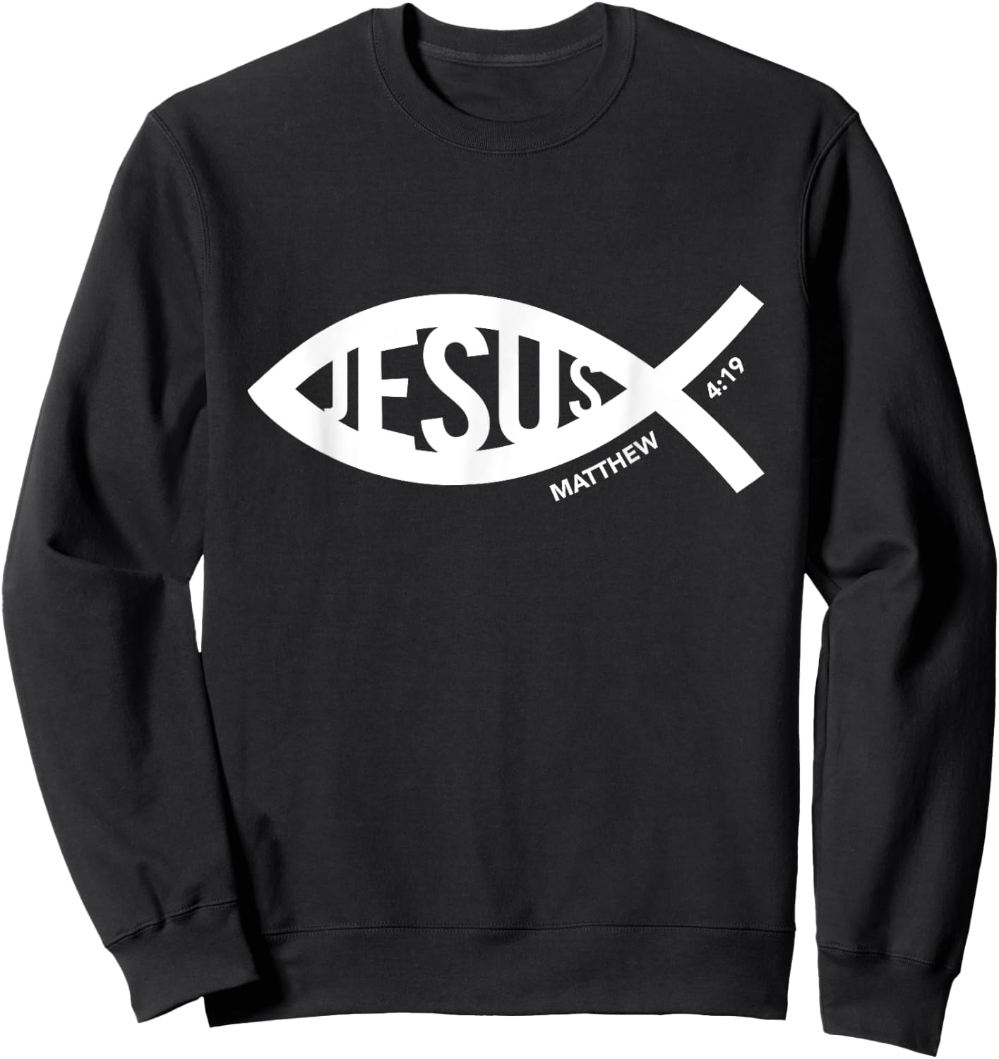 Jesus Fish Symbol Christian Sweatshirt - Sweatshirt | Black