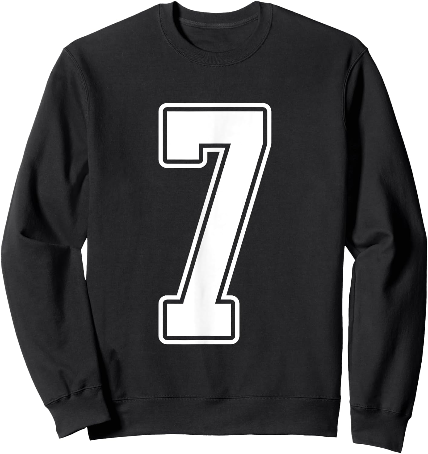 #7 White Outline Number 7 Sports Fan Jersey Style Sweatshirt - Sweatshirt | Black