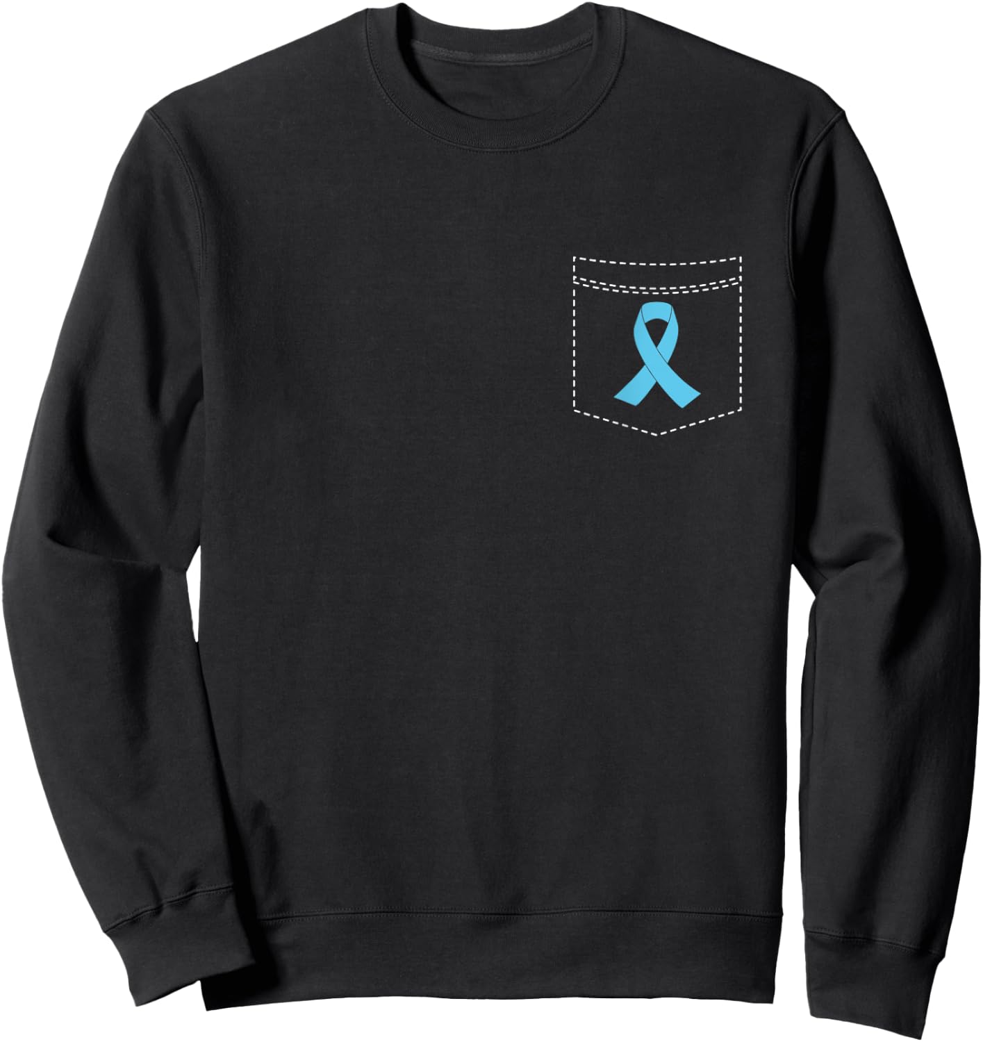 Pocket Light Blue Ribbon Prostate Cancer Awareness Sweatshirt - Sweatshirt | Black