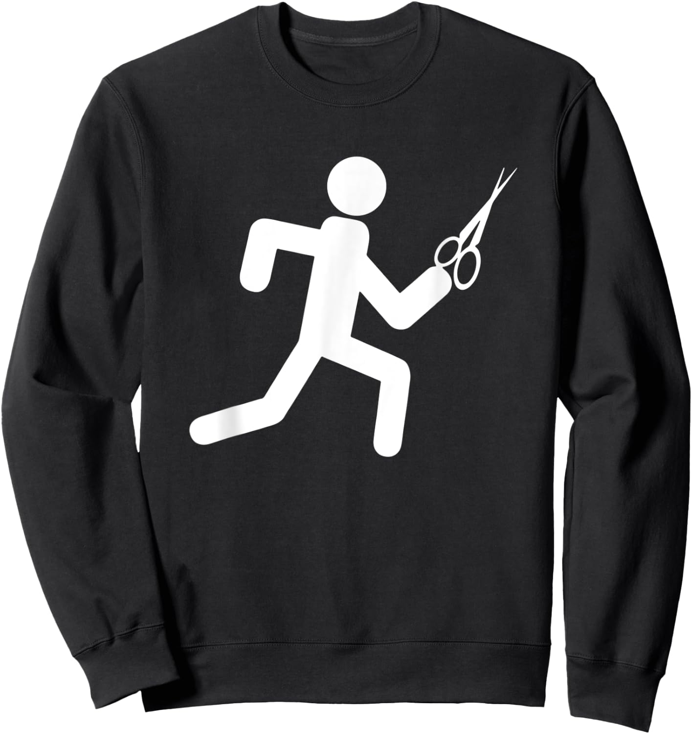 Funny Workout - running with scissors, stickman Sweatshirt - Sweatshirt | Black