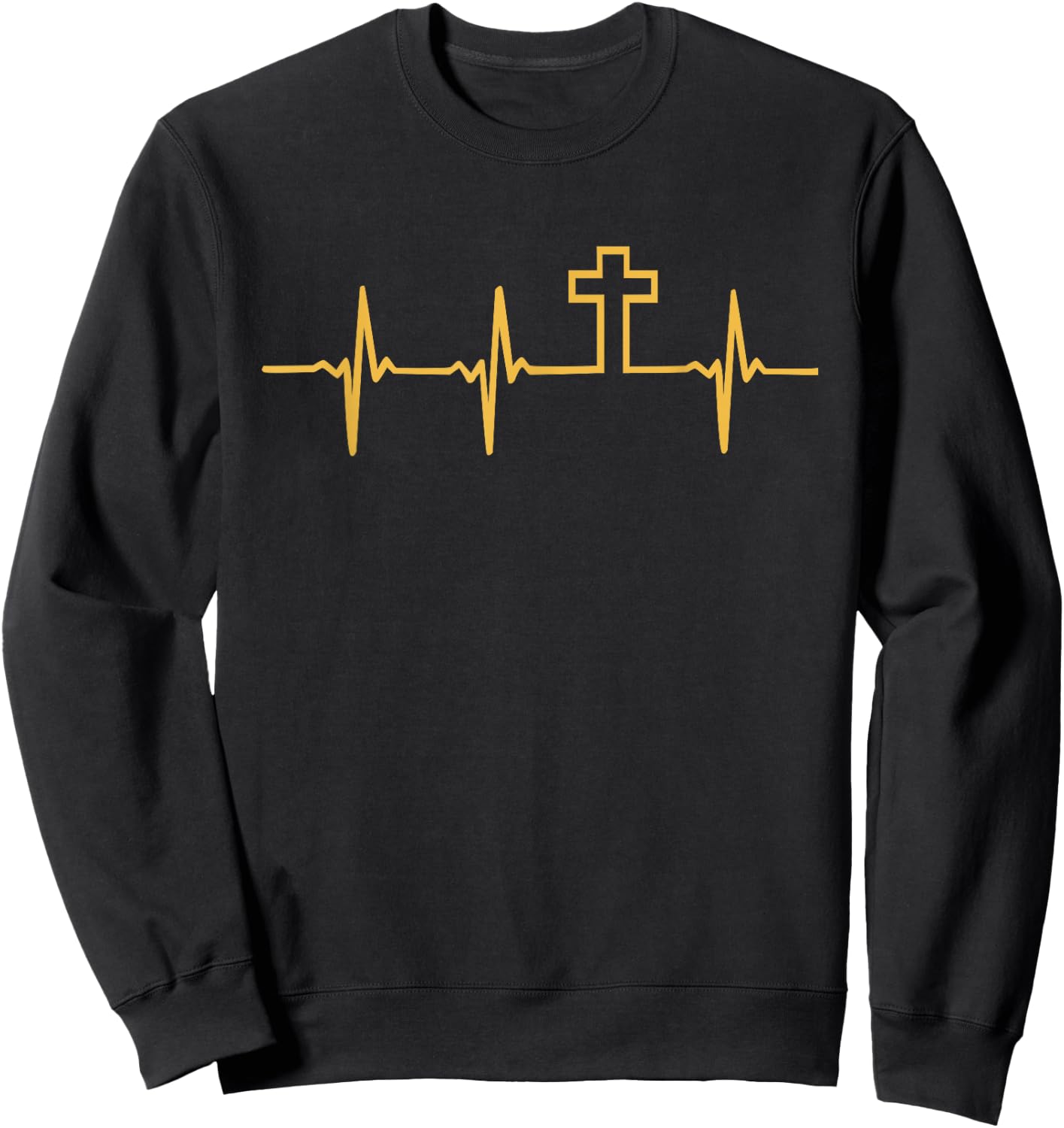 Christian Jesus GOD Religious Cross Heartbeat Sweatshirt - Sweatshirt | Black