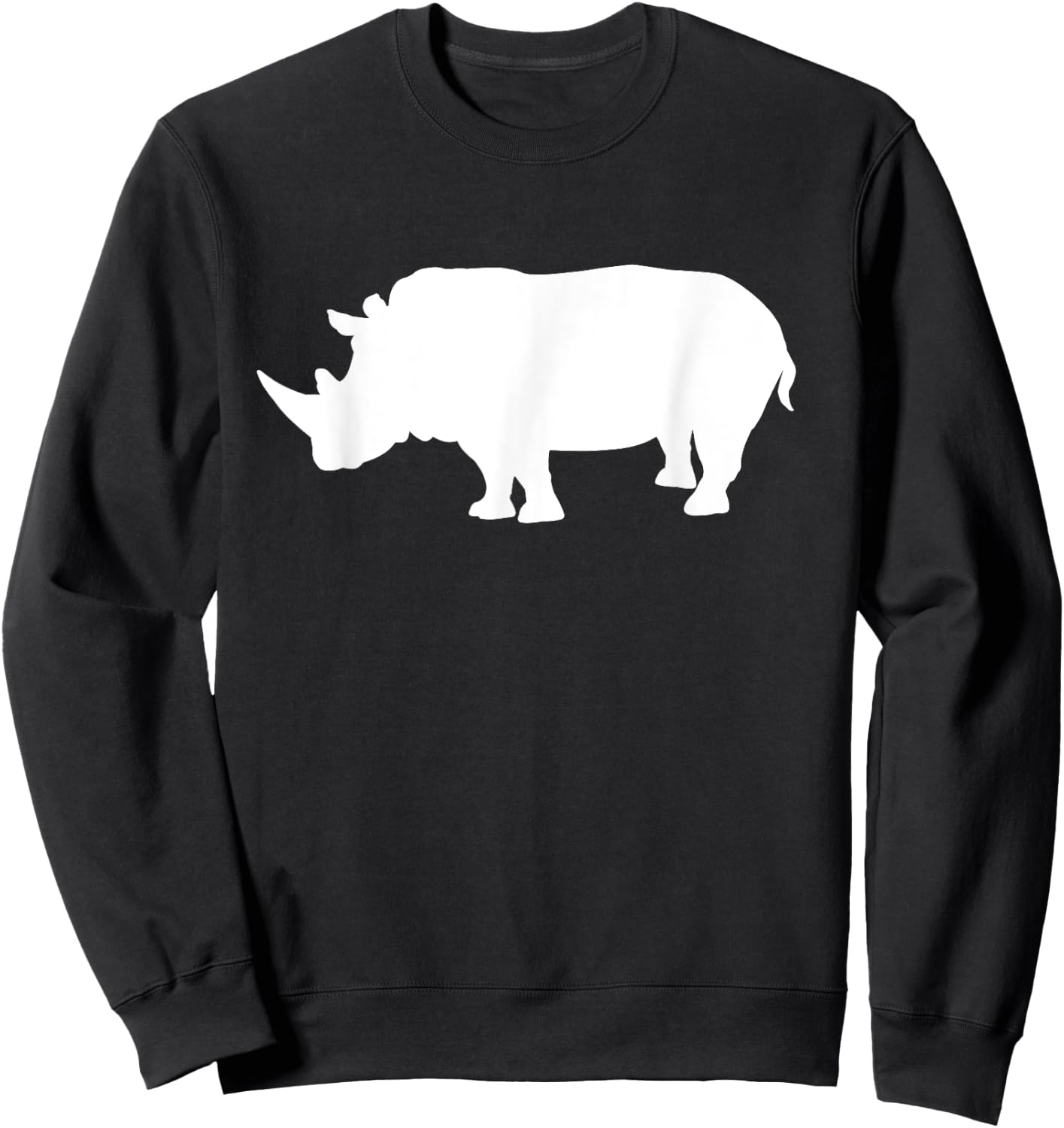 Rhino Shirt White Print - Rhino T Shirt Sweatshirt - Sweatshirt | Black