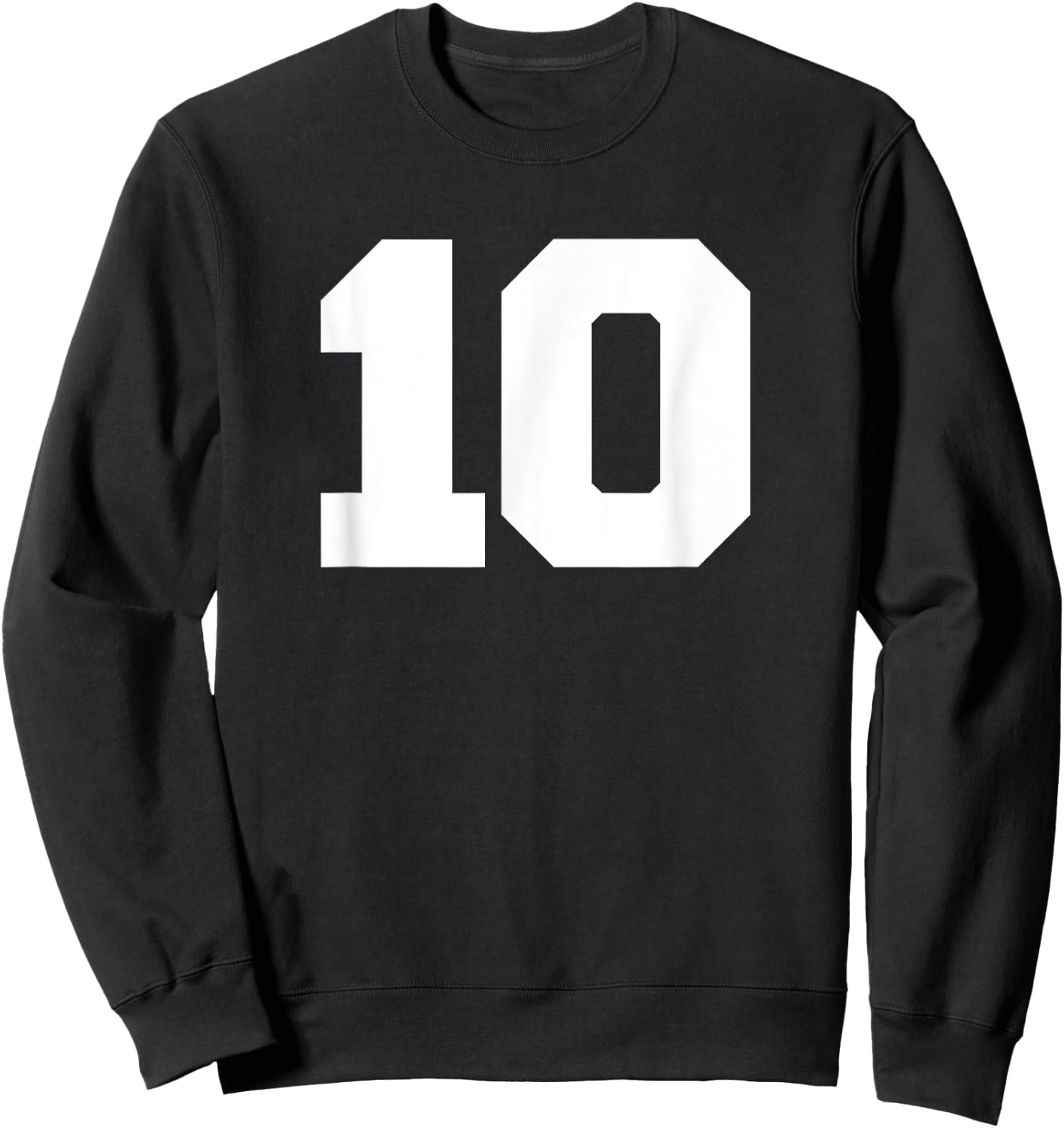 Number 10 Sports Jersey Player #10 Fan FRONT Print Varsity Sweatshirt - Sweatshirt | Black