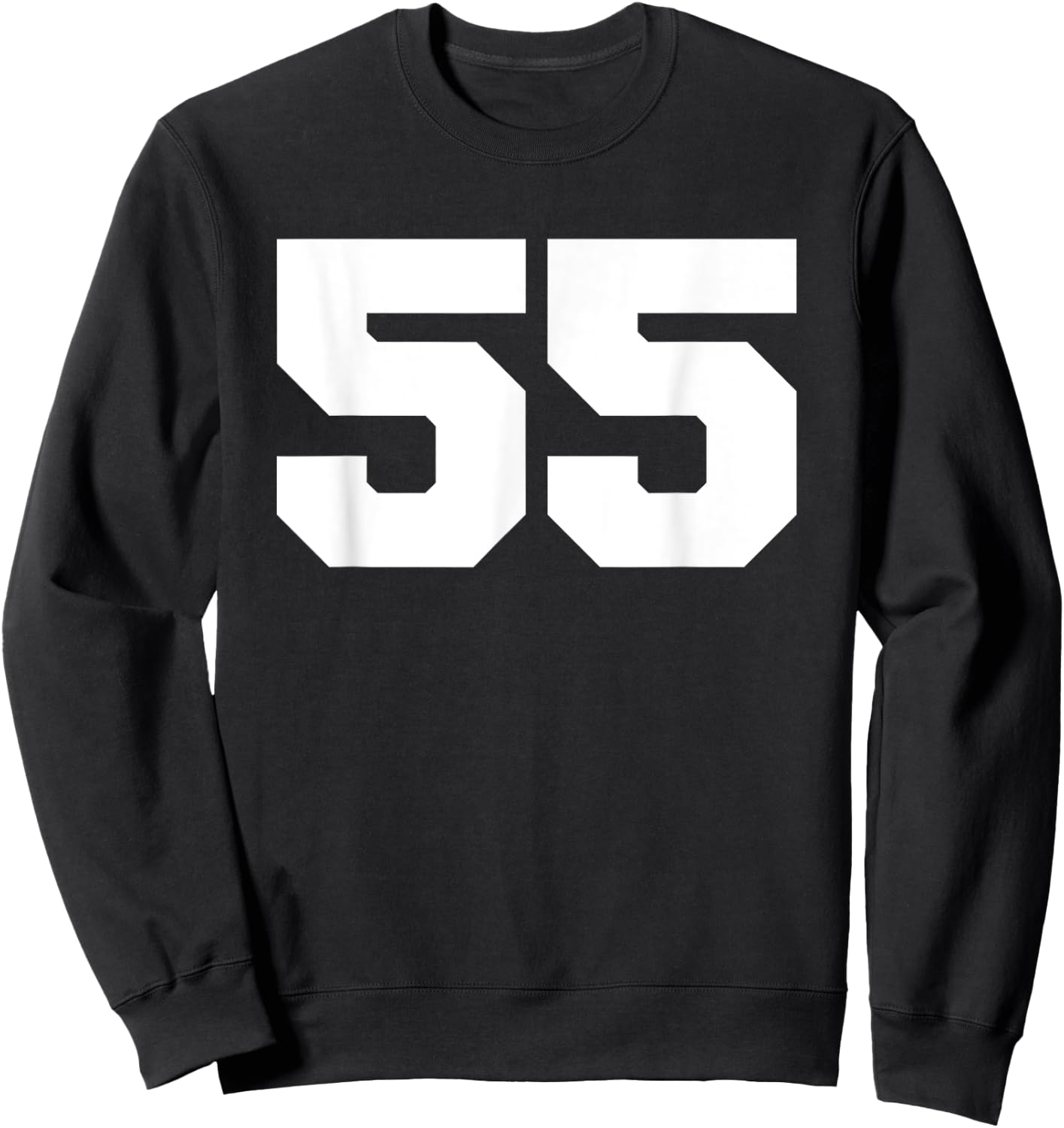 Number 55 Sports Jersey Player #55 Fan FRONT Print Varsity Sweatshirt - Sweatshirt | Black