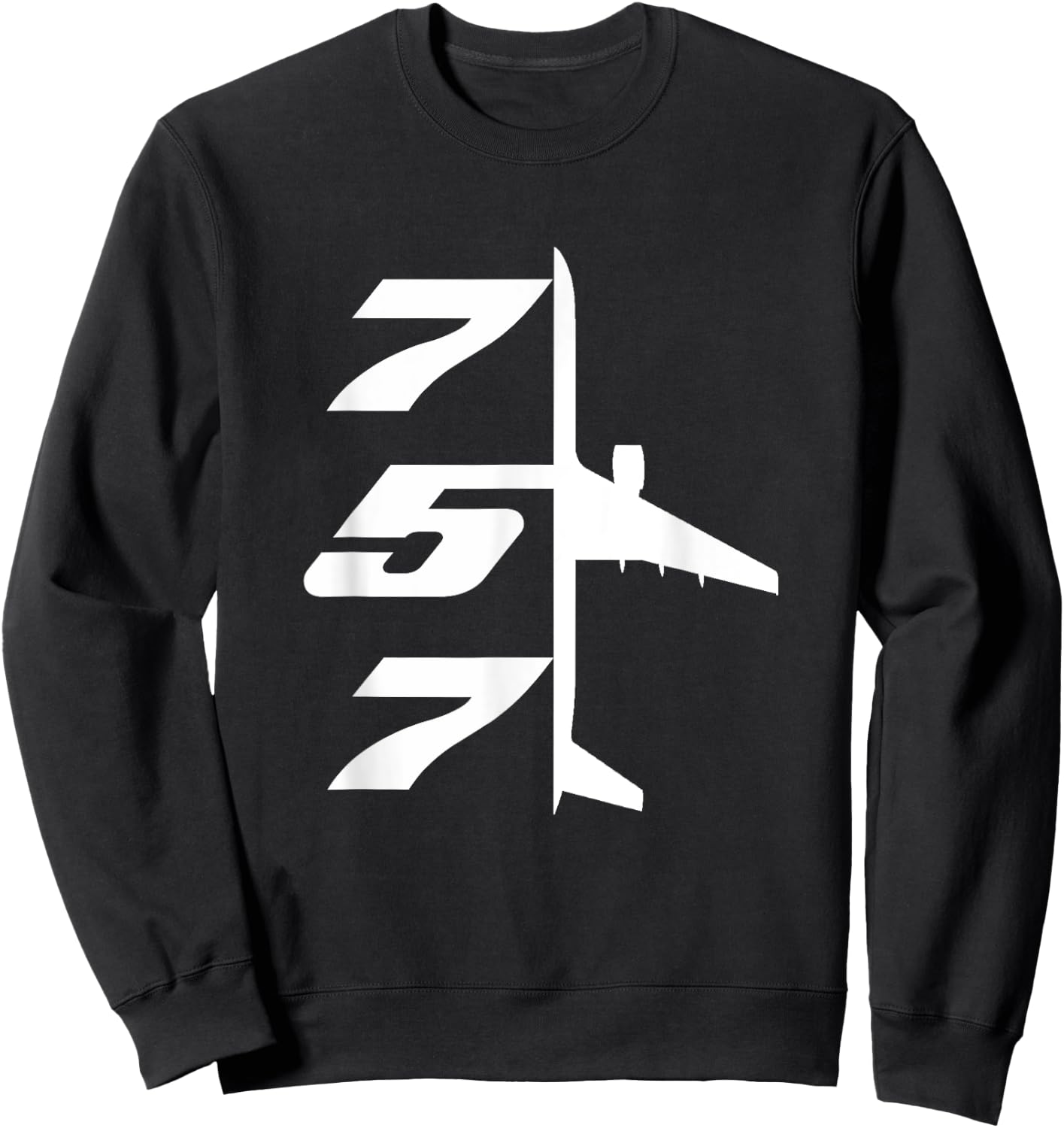 B757-200 Aircraft Airliner Plane Aeroplane Top-Down Profile Sweatshirt - Sweatshirt | Black