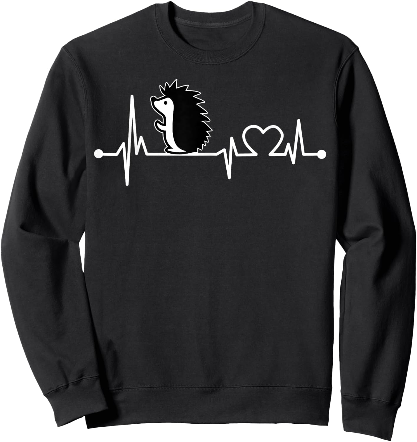 Hedgehog Heartbeat Funny Animal Cool Lover Gift Sweatshirt - Sweatshirt | Black