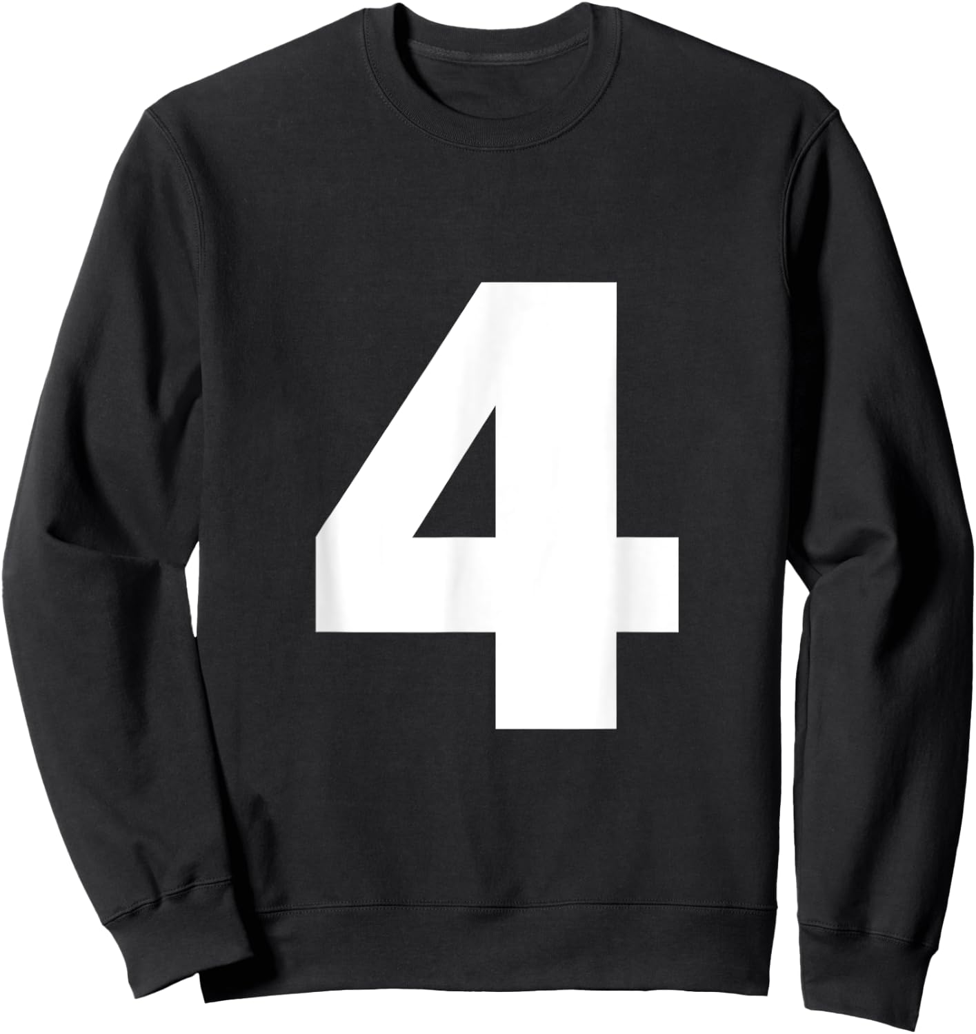 Number 4 Big Bold White Four Numeral Group Sweatshirt - Sweatshirt | Black