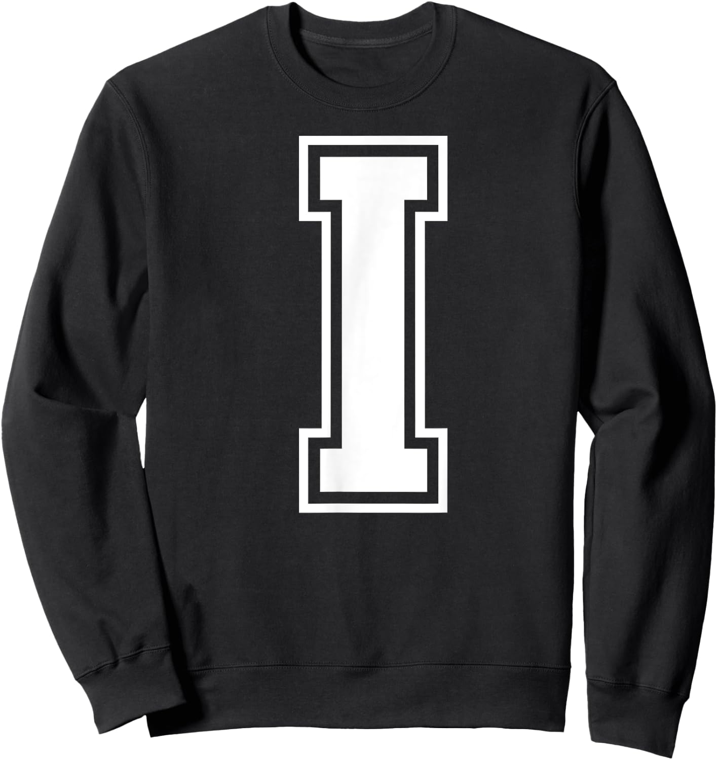 Letter I Capital Alphabet College Varsity Monogram Club Sweatshirt - Sweatshirt | Black