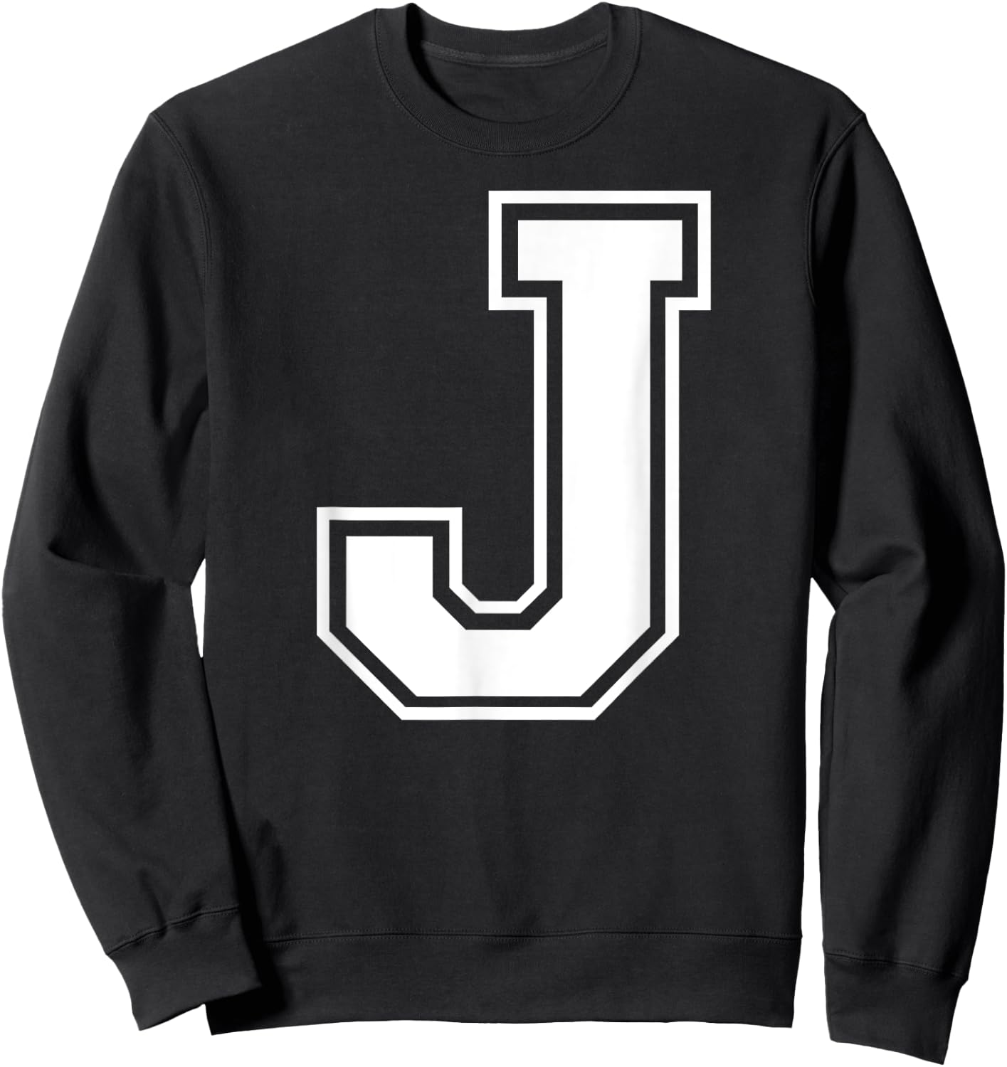 Letter J Capital Alphabet College Varsity Monogram Club Sweatshirt - Sweatshirt | Black