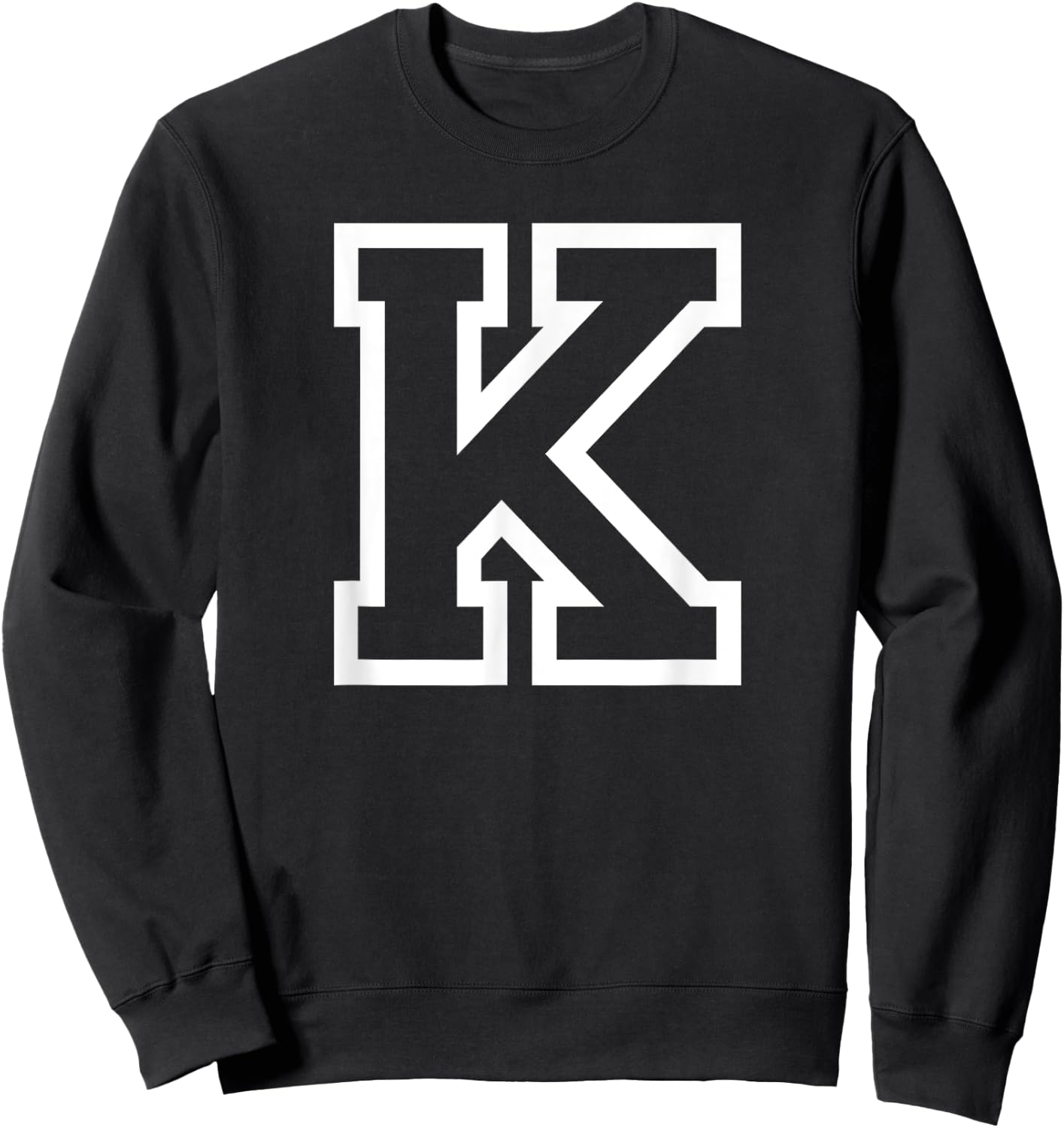 Letter K Capital Name Initial Athletic Monogram Sweatshirt - Sweatshirt | Black