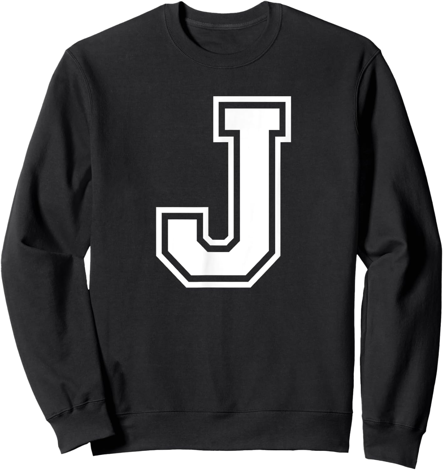 Letter J Name Initial Varsity Alphabet Monogram Sweatshirt - Sweatshirt | Black
