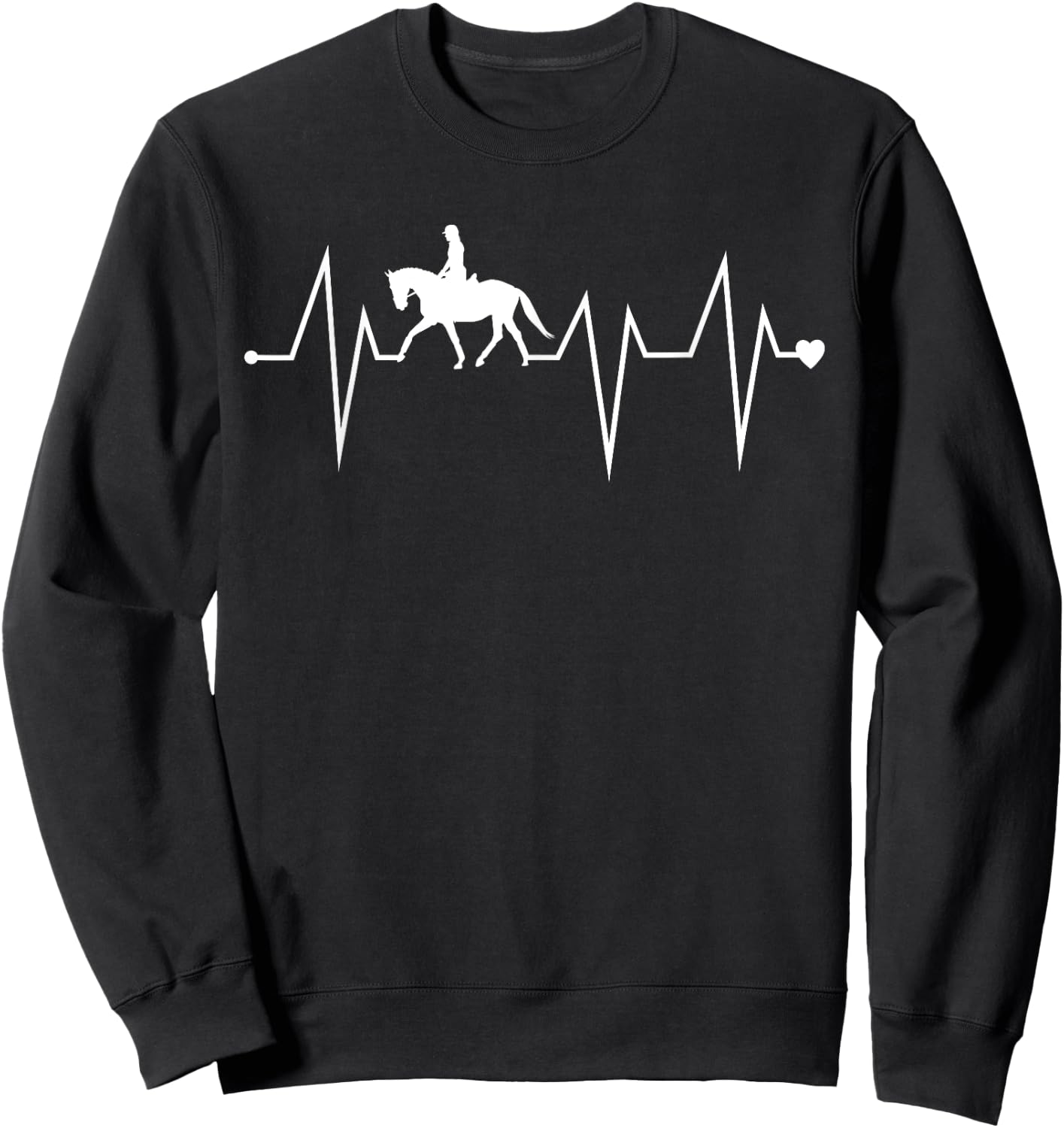 Funny Dressage Horse Riding Heartbeat Heart Pulse Rate EKG Sweatshirt - Sweatshirt | Black