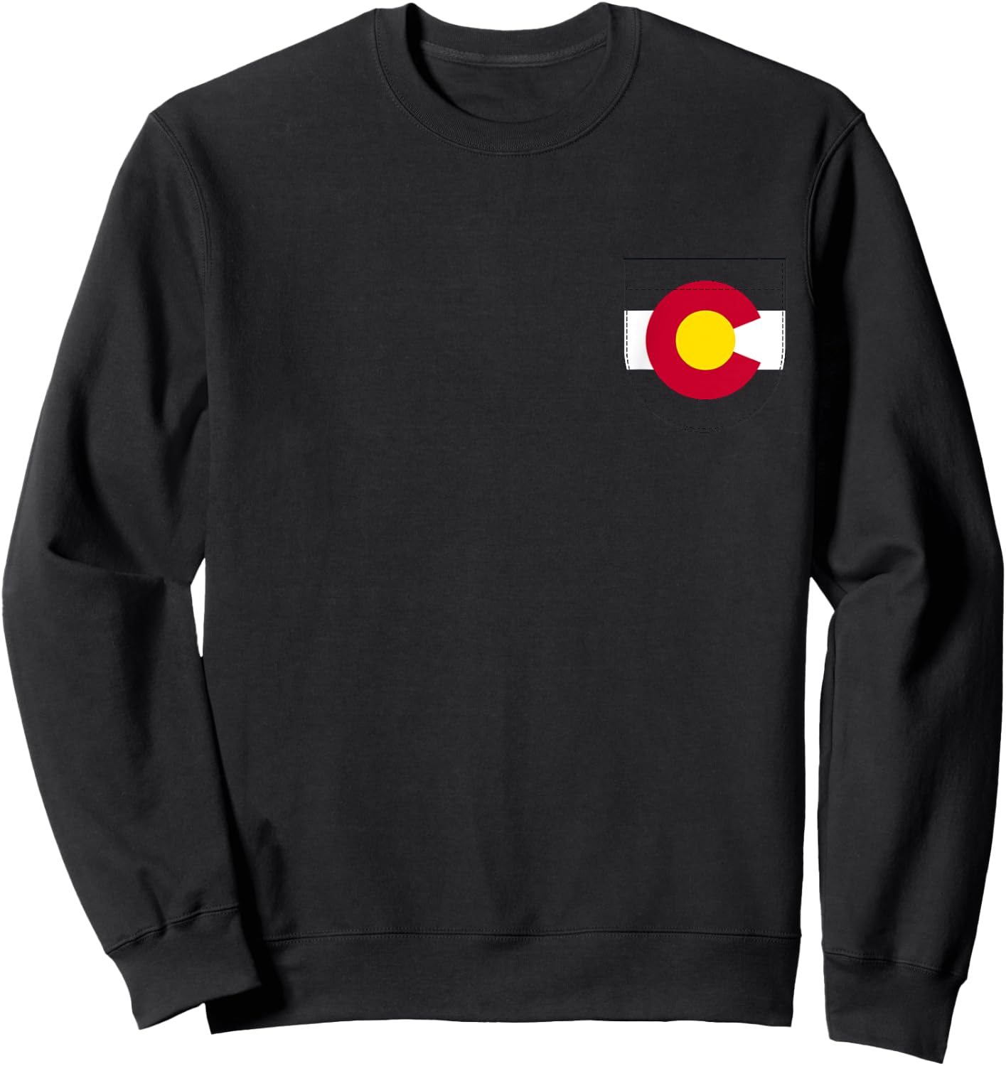 Colorado Flag Fake Pocket Graphic Men Women Kids Sweatshirt - Sweatshirt | Black