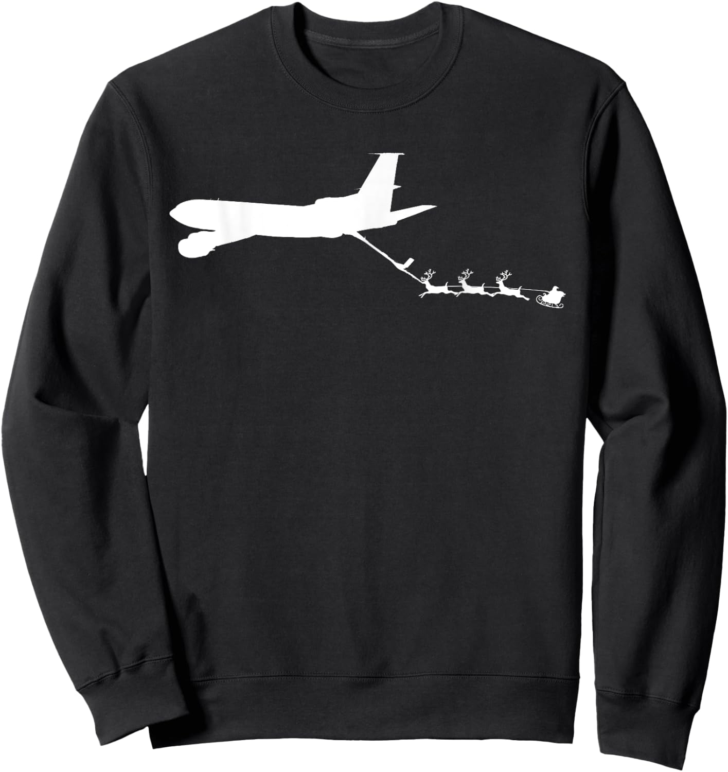 Refueling Santa's Sleigh Funny Christmas Airplane Sweatshirt - Sweatshirt | Black