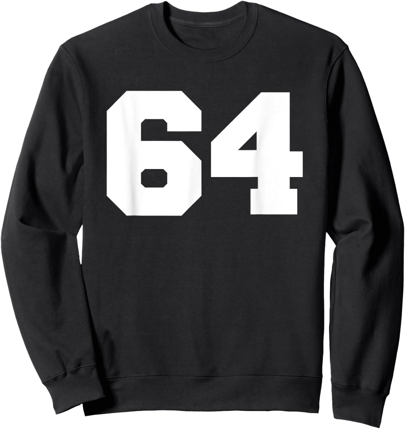Number 64 Sports Jersey Player #64 Fan FRONT Print Varsity Sweatshirt - Sweatshirt | Black