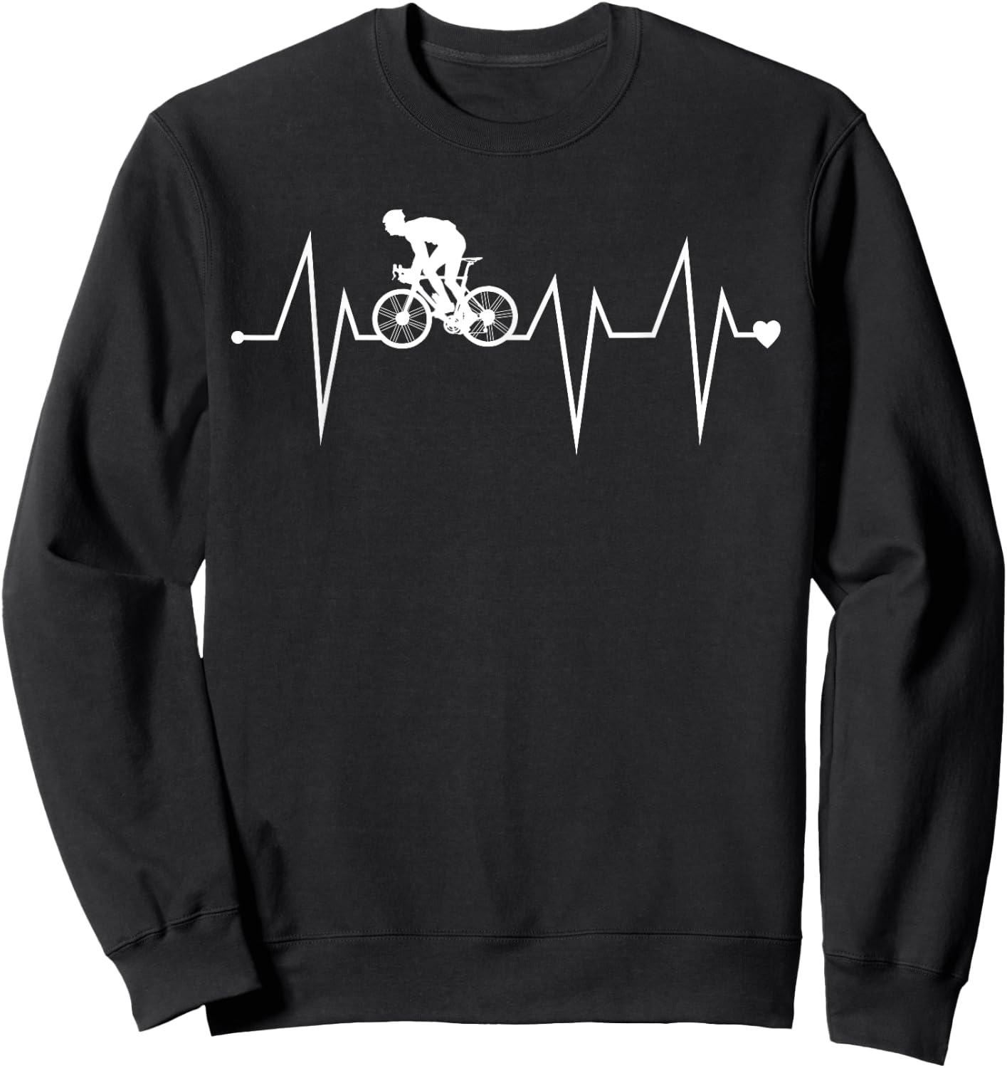 Funny Cycling Cyclist Biker Heartbeat Heart Pulse Rate EKG Sweatshirt - Sweatshirt | Black