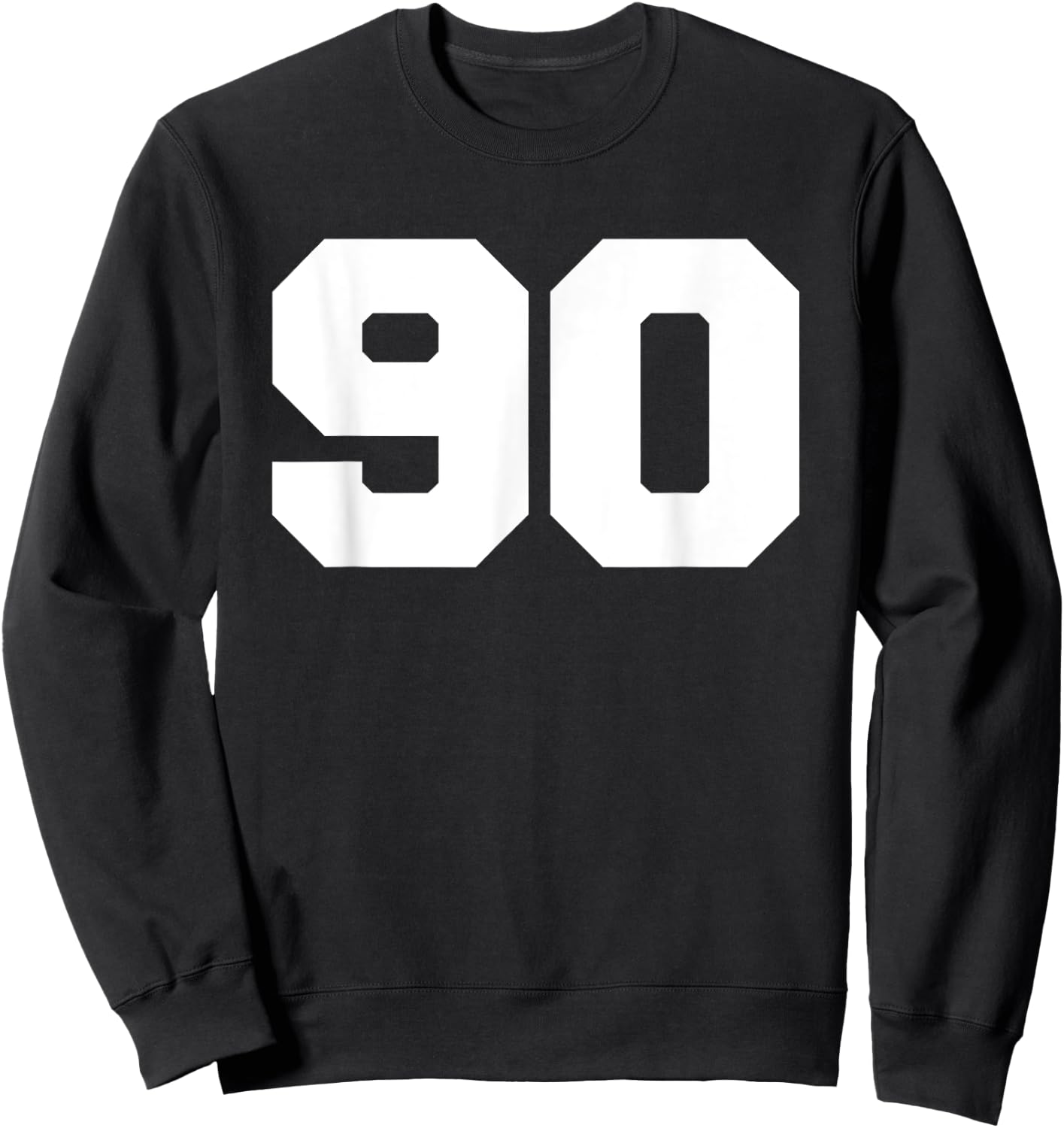 Number 90 Sports Jersey Player #90 Fan FRONT Print Varsity Sweatshirt - Sweatshirt | Black