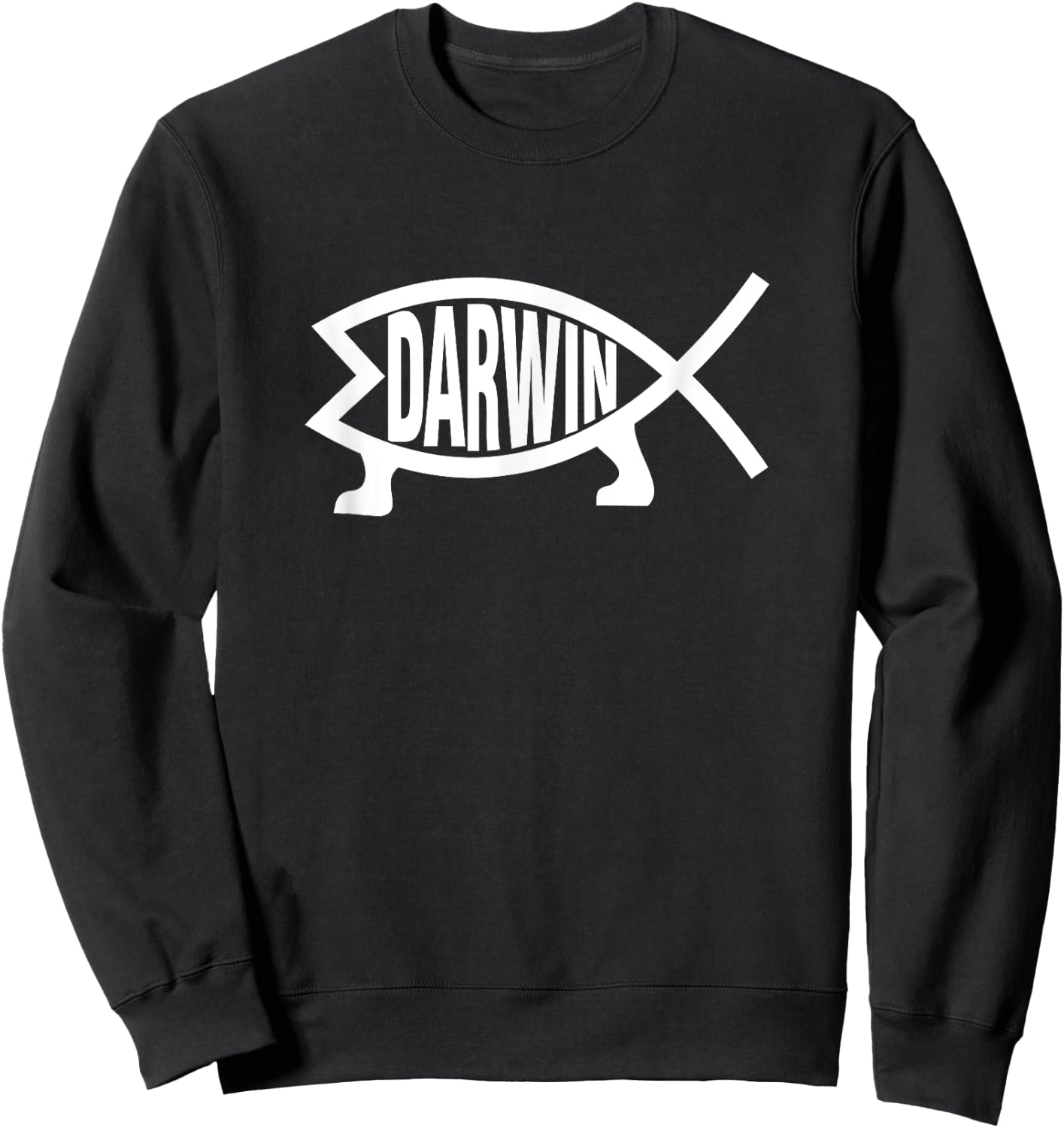 Atheist Charles Darwin Theory of Evolution Fish Sweatshirt - Sweatshirt | Black