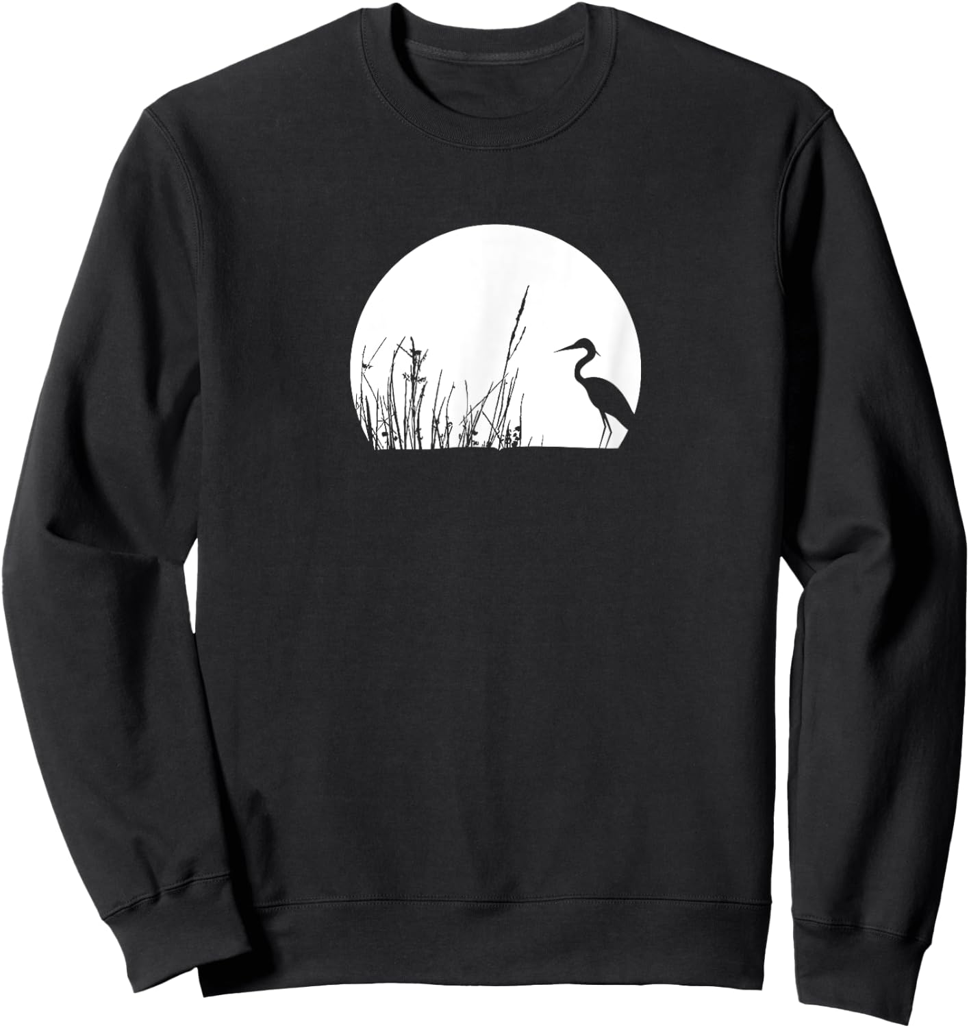 Heron In The Reeds Zen Mood Nature Lovers Sweatshirt - Sweatshirt | Black