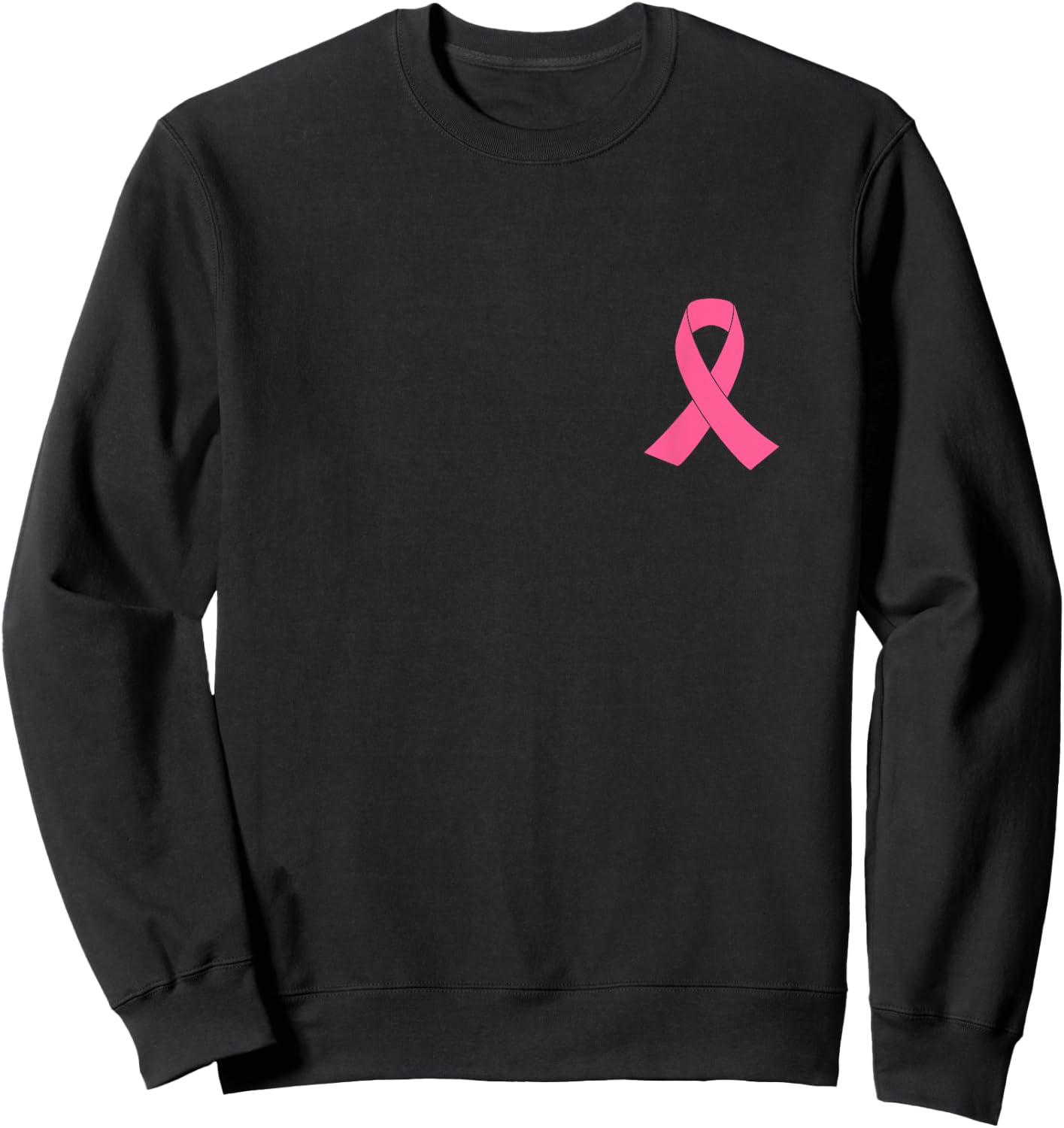 Breast Cancer Awareness Shirt Pink Ribbon On Chest Support Sweatshirt - Sweatshirt | Black