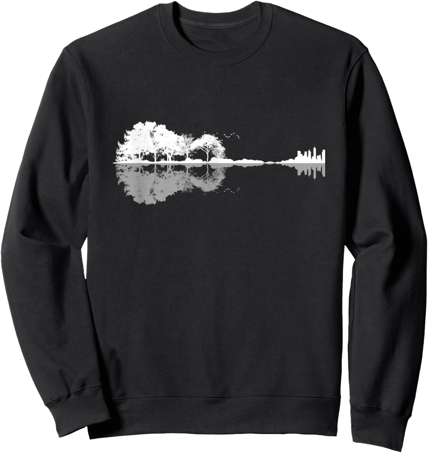 Acoustic Guitar Shirt Nature Forest Bass Guitarist Men Women Sweatshirt - Sweatshirt | Black