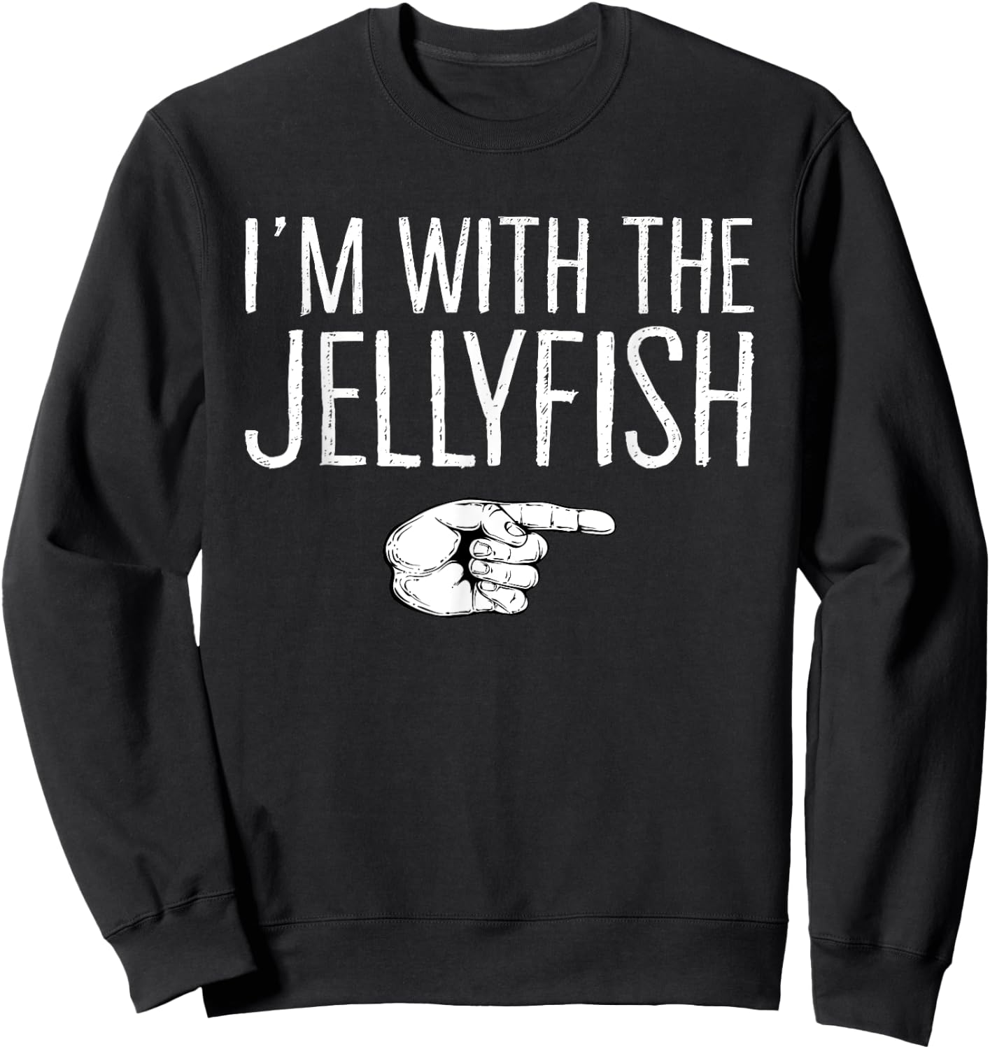 I'm With The Jellyfish Matching Costume Lazy Halloween Party Sweatshirt - Sweatshirt | Black