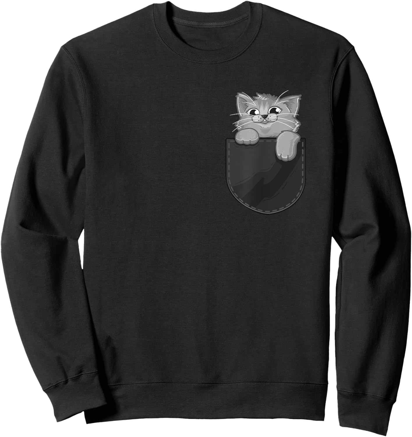 Grey Gray Cat Kitty In My Pocket Adorable Sassy Kitten Gift Women Girls Kids Sweatshirt - Sweatshirt | Black