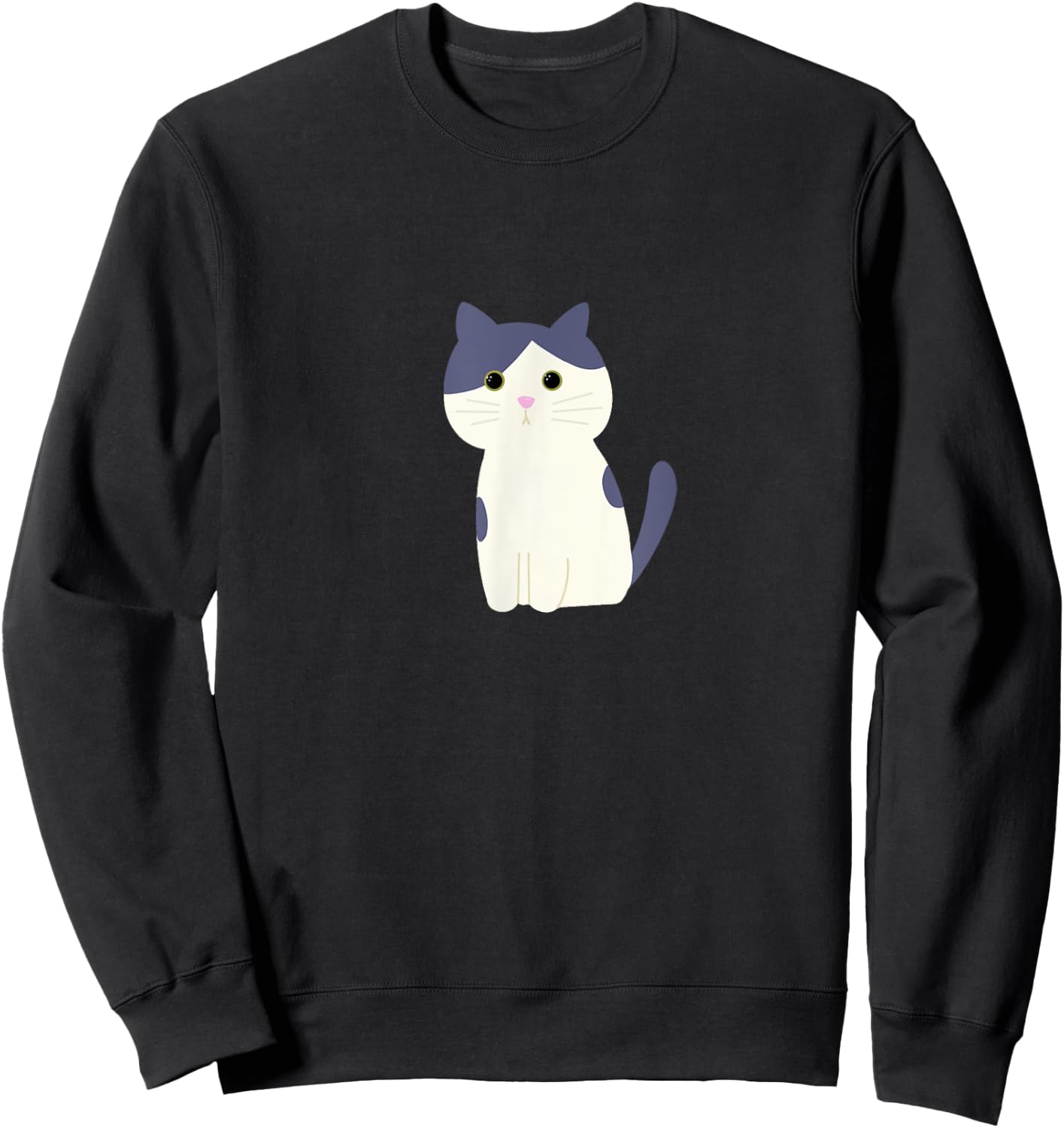 Cute Gray and White Spotted Cat Sweatshirt - Sweatshirt | Black