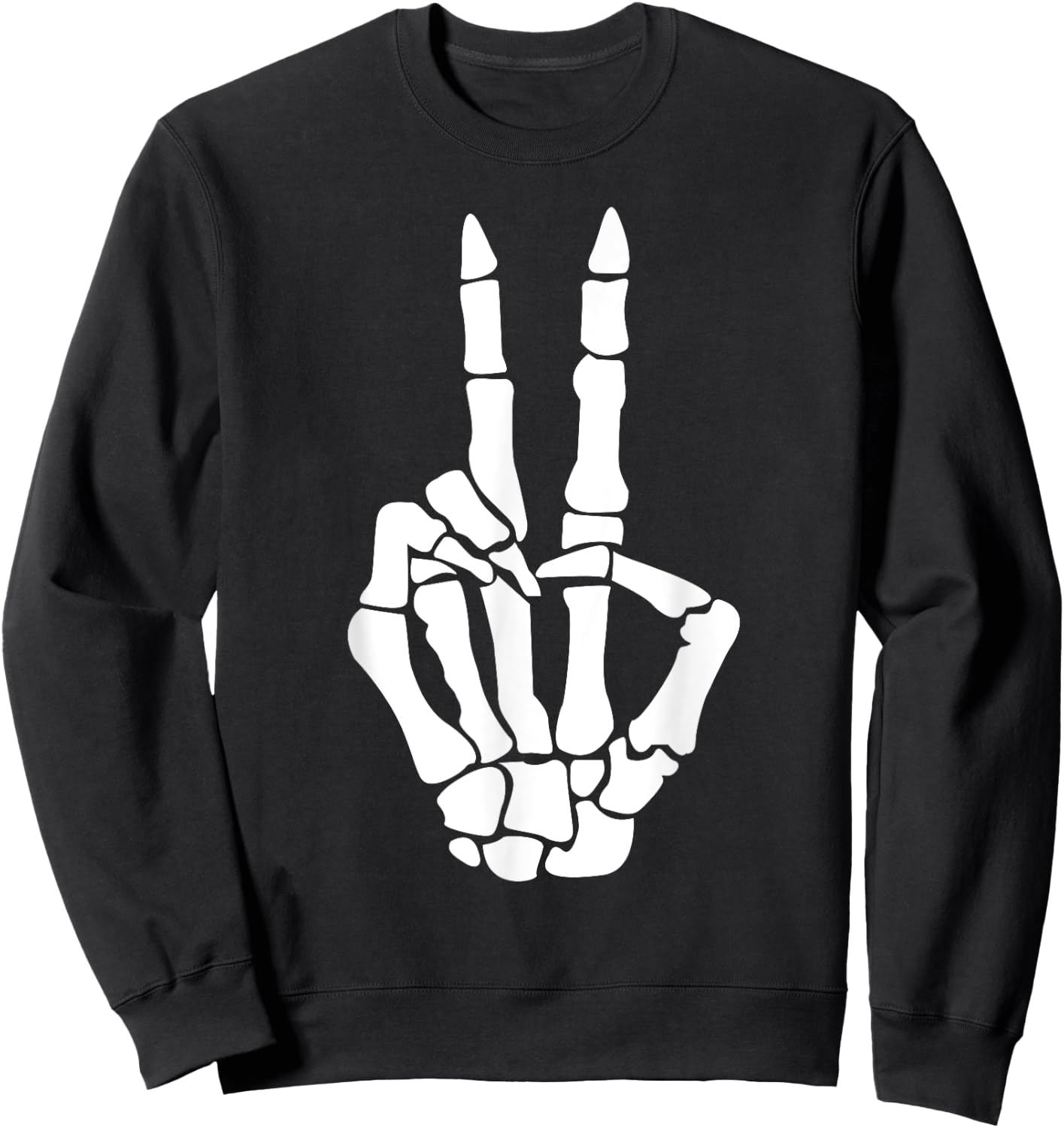 Skull Skeleton Peace Sign Birthday Gift Sweatshirt - Sweatshirt | Black