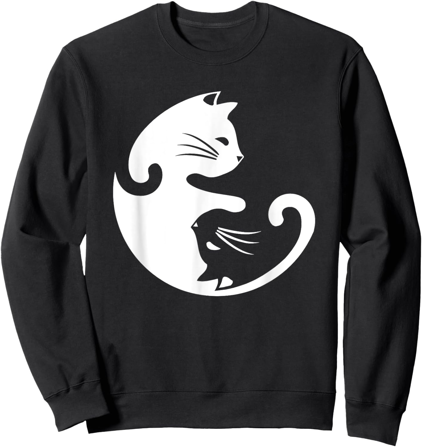 Cat Yin Yang Peace Loving Interconnected Sweatshirt - Sweatshirt | Black