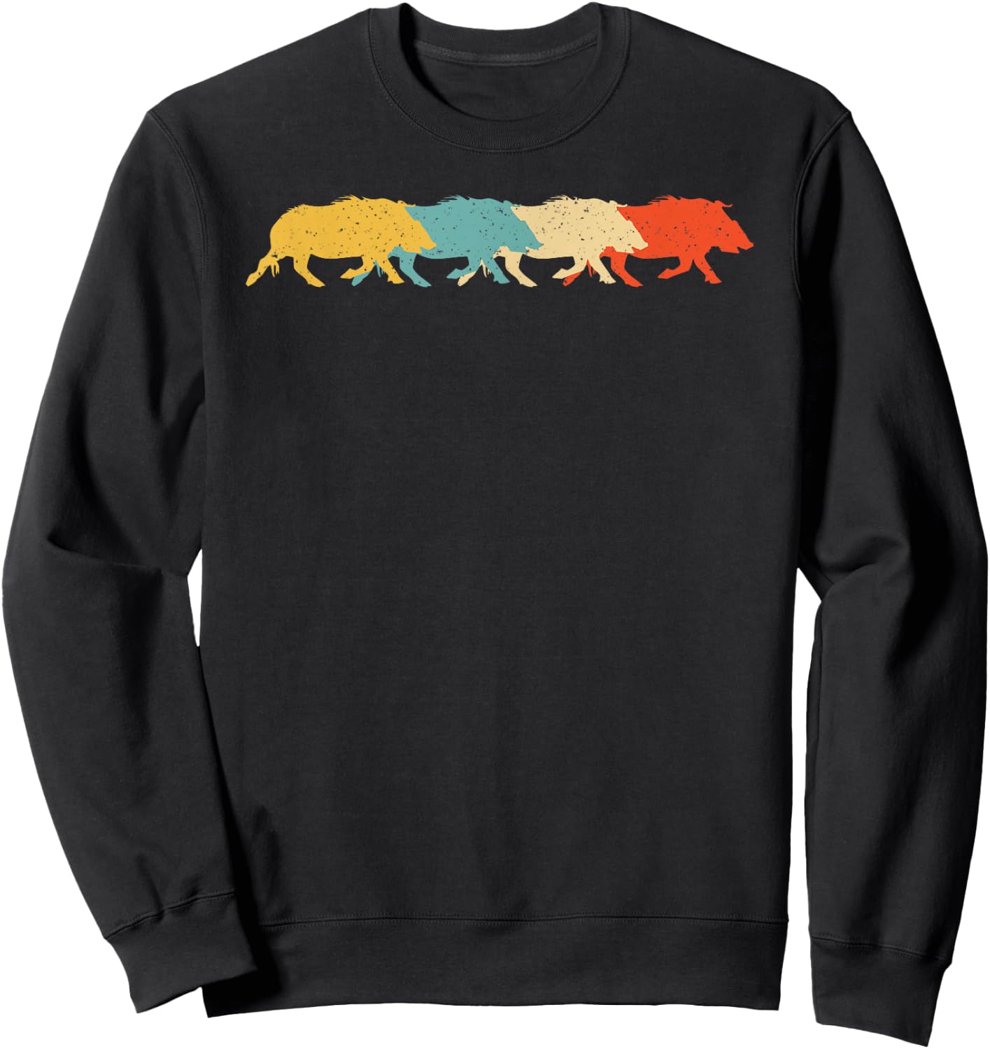 Boar Vintage Retro Pig Hog Tusk Lover 60s 70s Gift Sweatshirt - Sweatshirt | Black