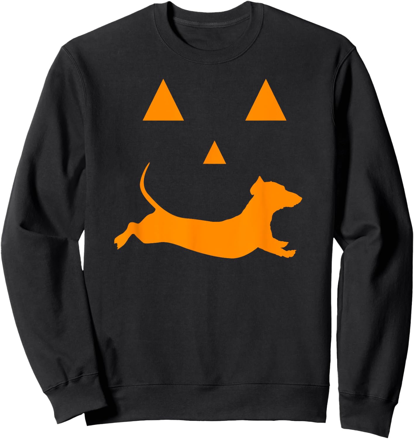 Halloween Pumpkin Dachshund Jack-o-Lantern Costume Sweatshirt - Sweatshirt | Black