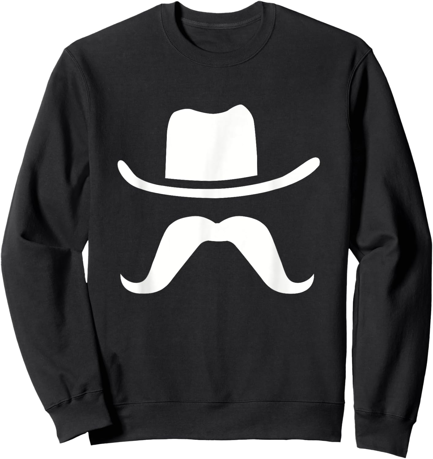 Cowboy Hat & Mustache Funny Silhouette Dark Sweatshirt - Sweatshirt | Black